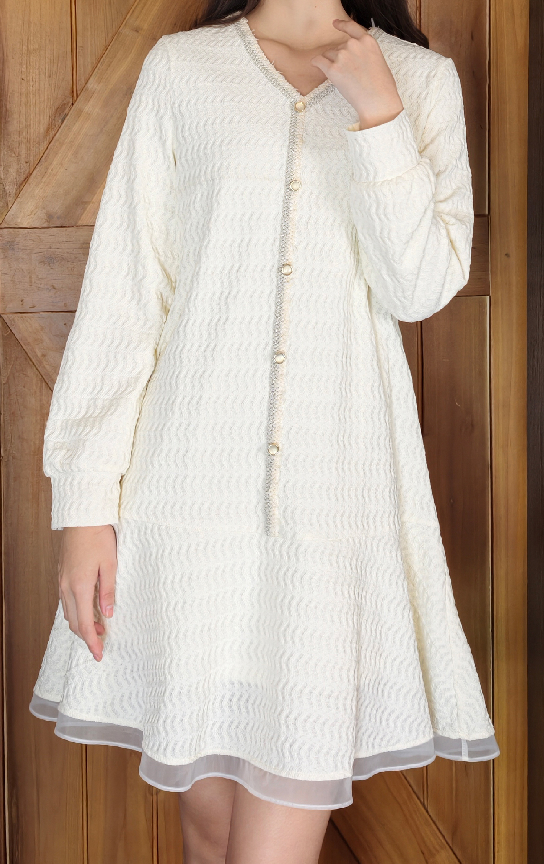 V-neck Knit A-line Skirt OP0585