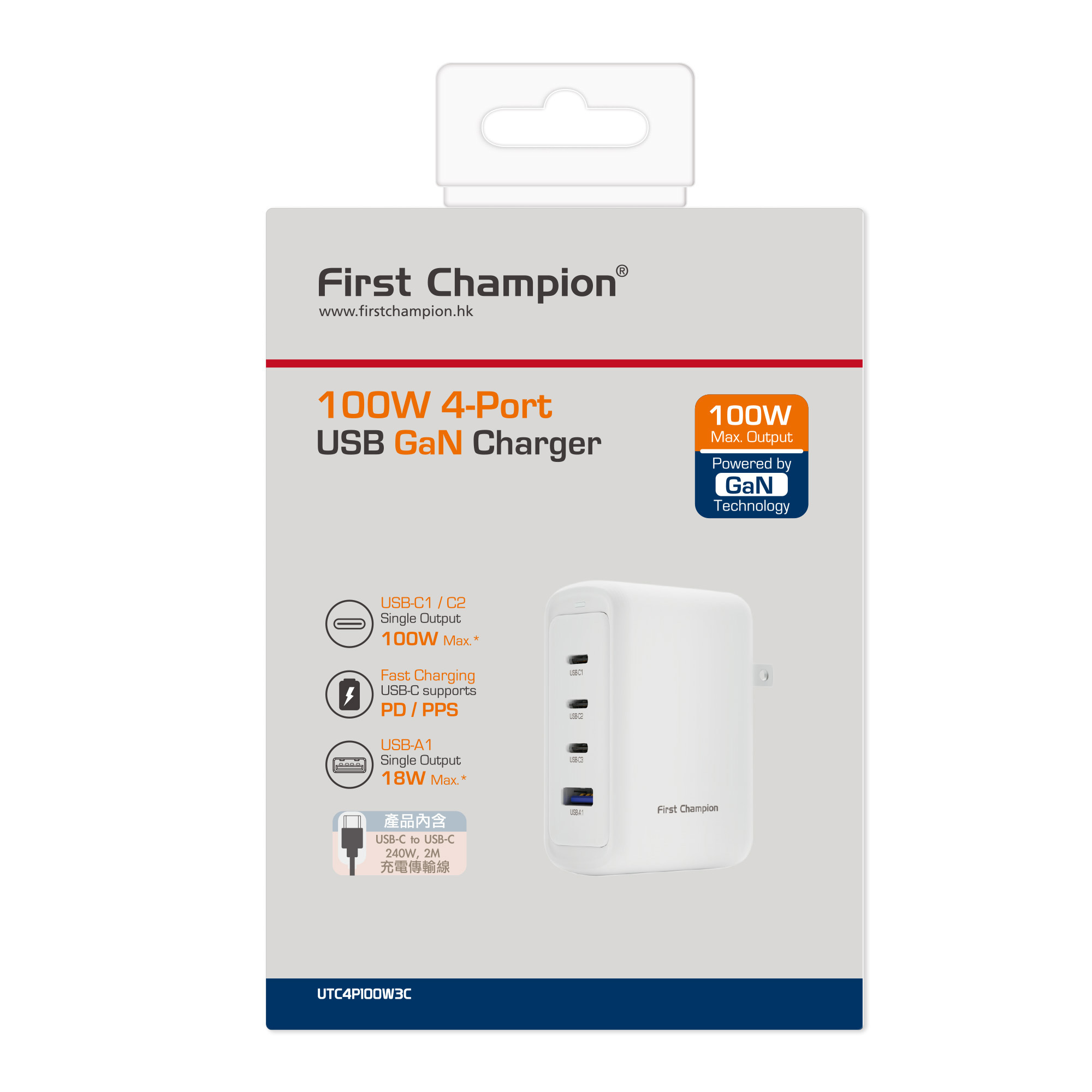 First Champion | USB-C GaN 100W - 充電器 【First Champion 官方授權經銷】