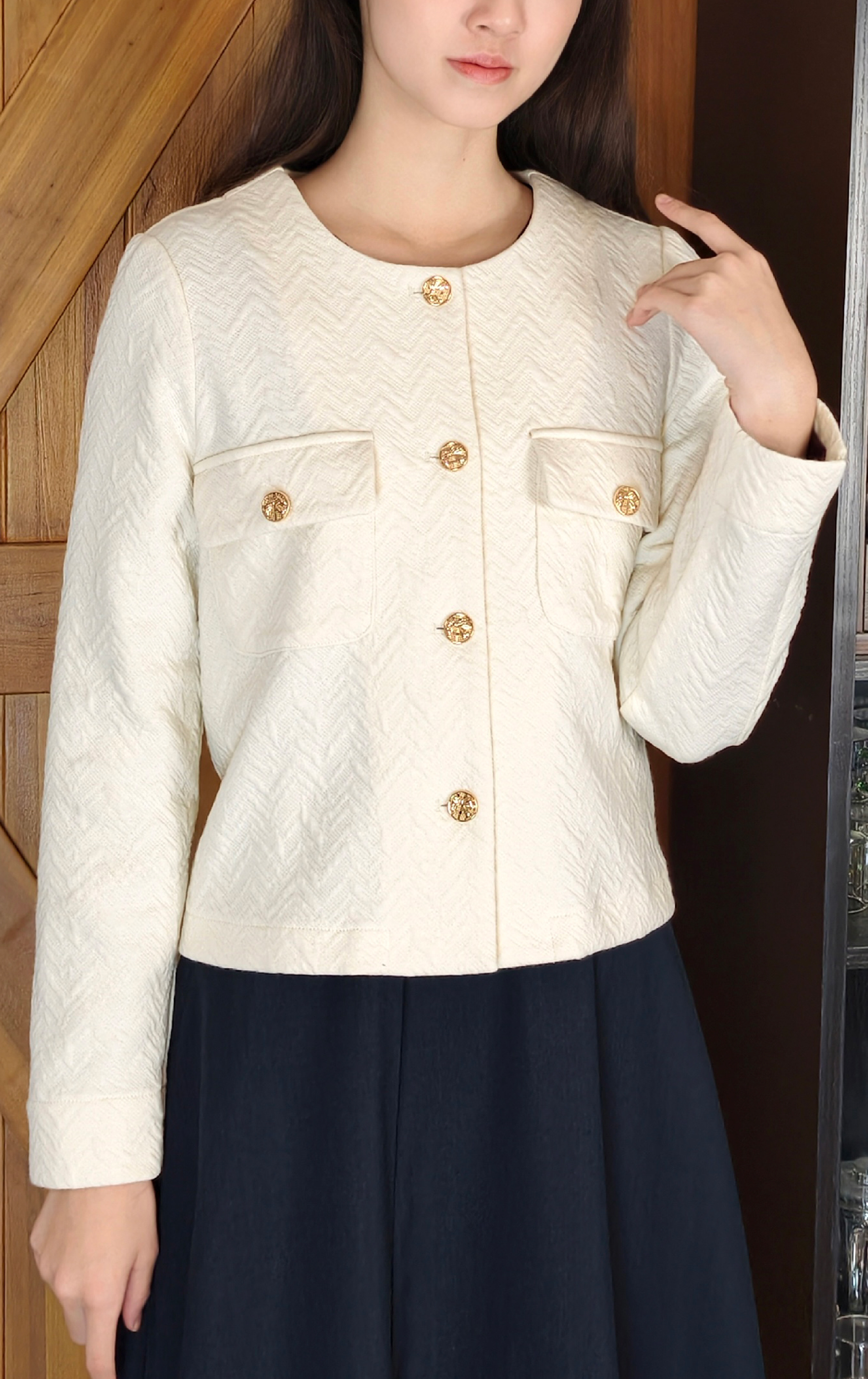 Button-up Patterned Coat JK0940