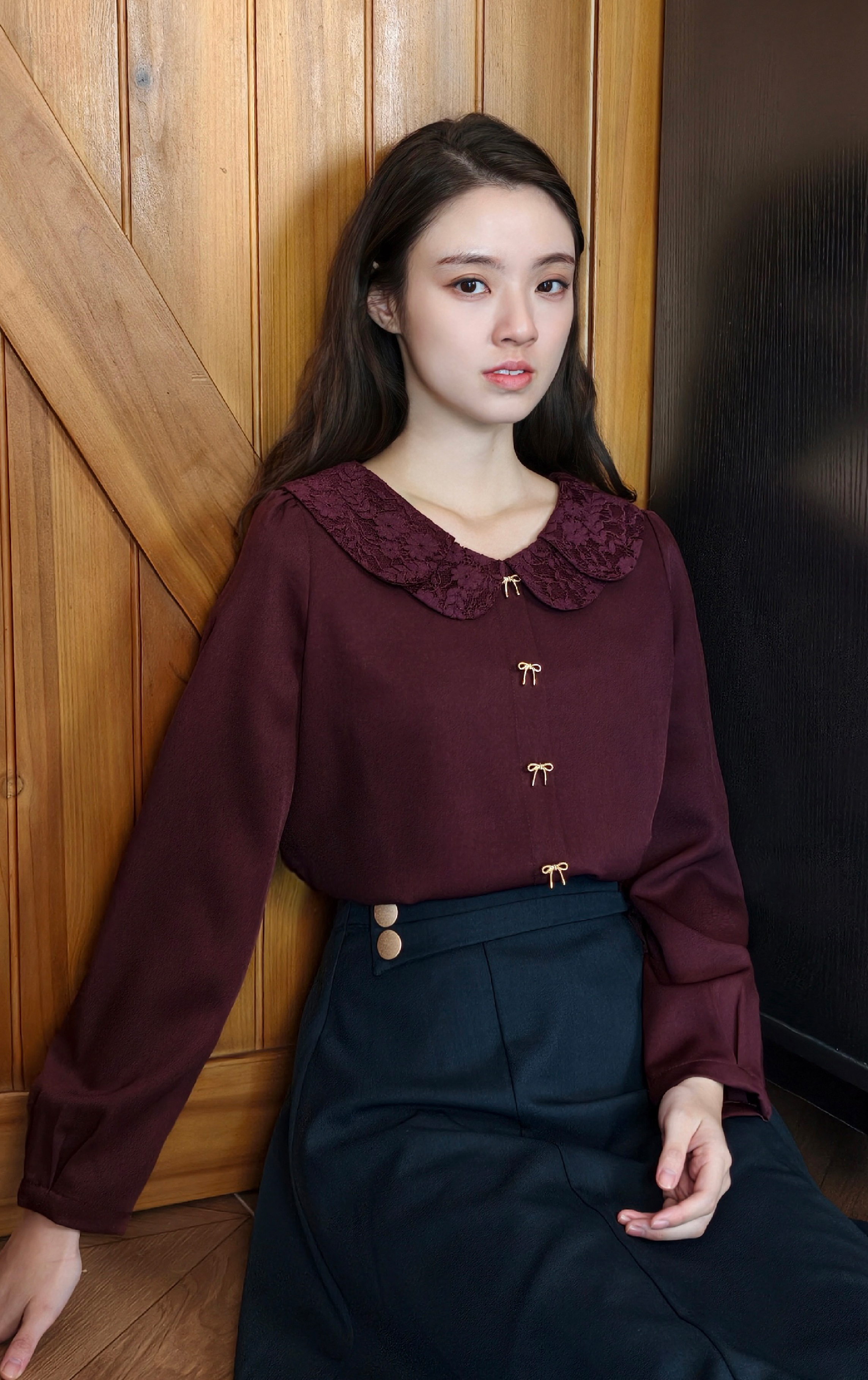 Embroidered Collar Top SH0294