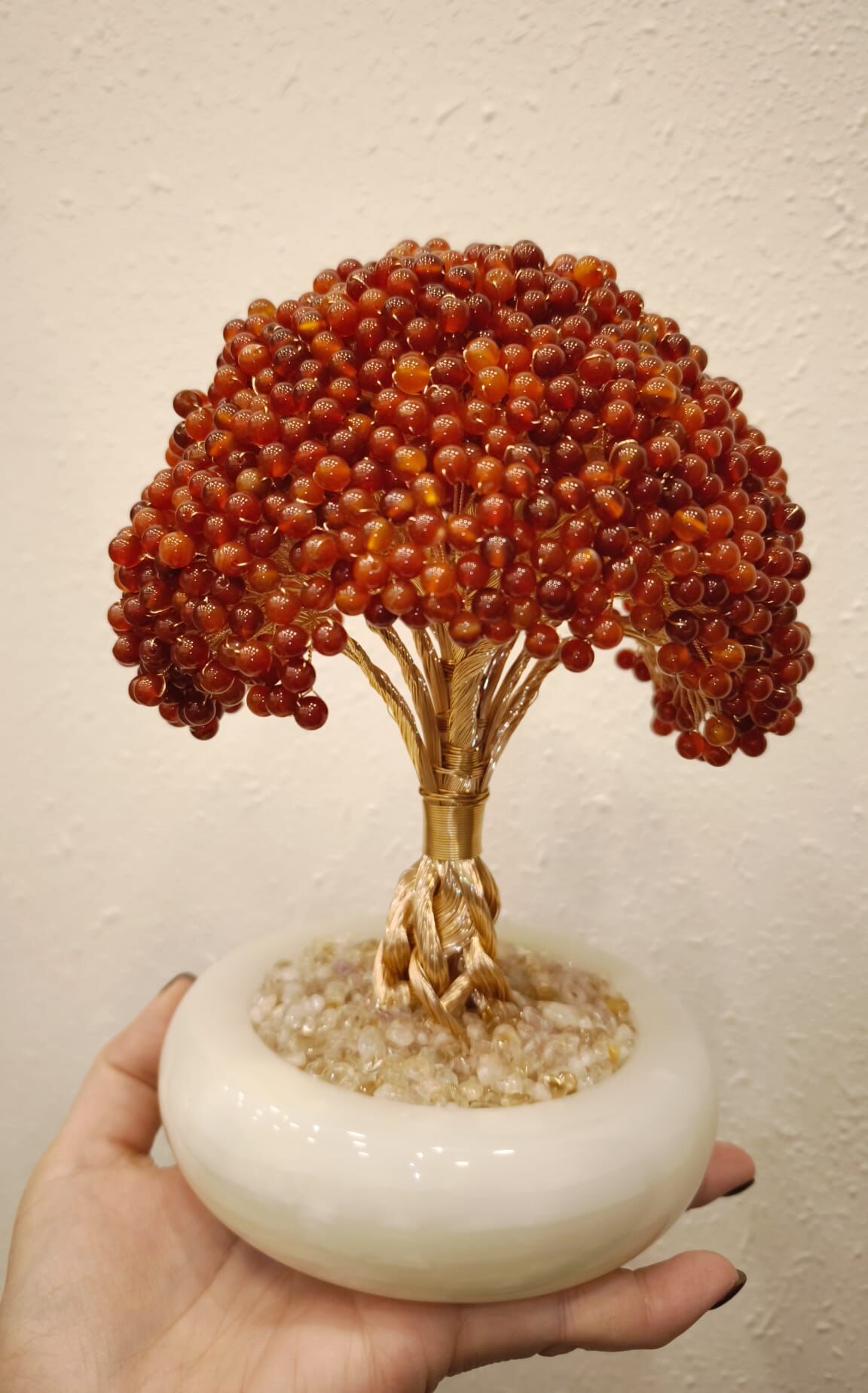 0202CT18-水晶飾物CT-開花結果 紅瑪瑙樹 (大) (C18)