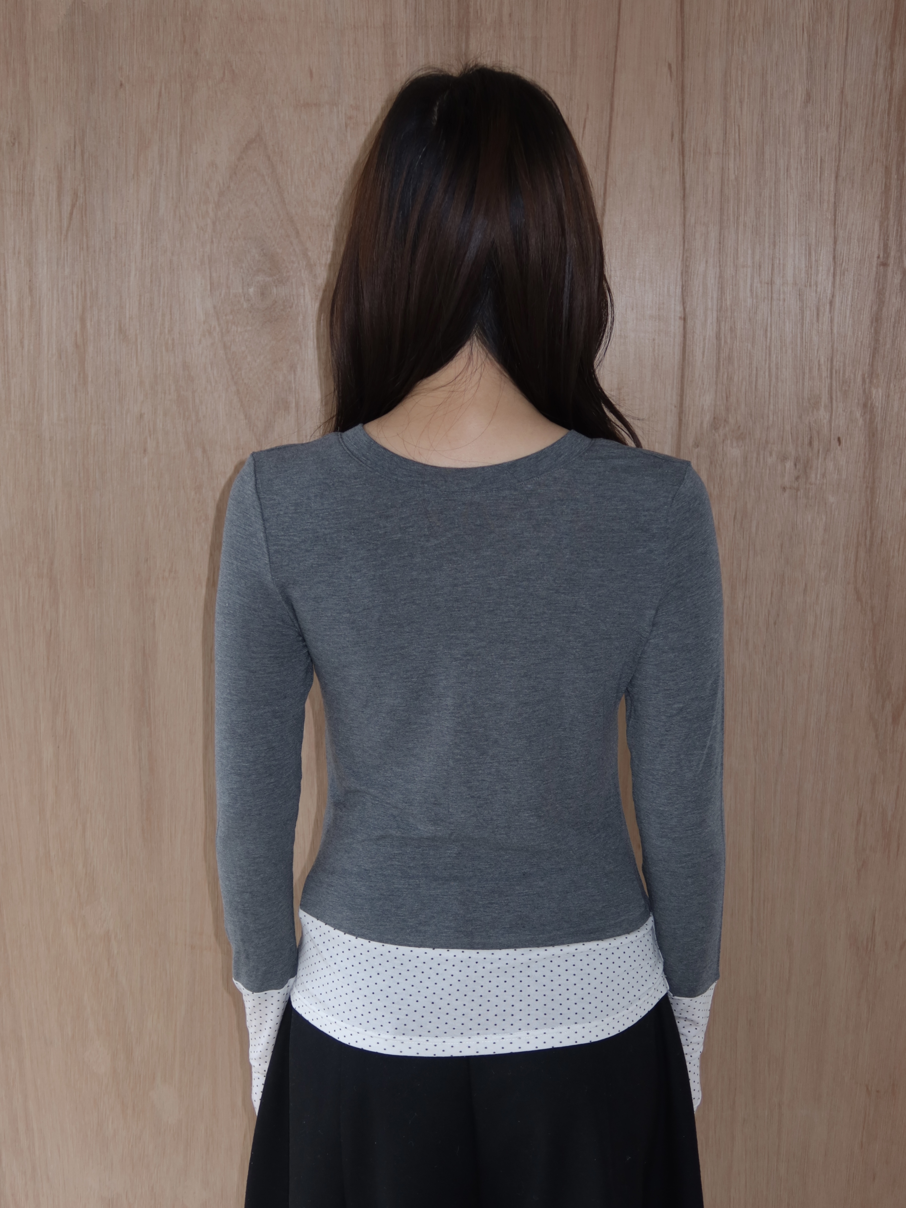 [made by 9NA] dot sleeve top- grey
