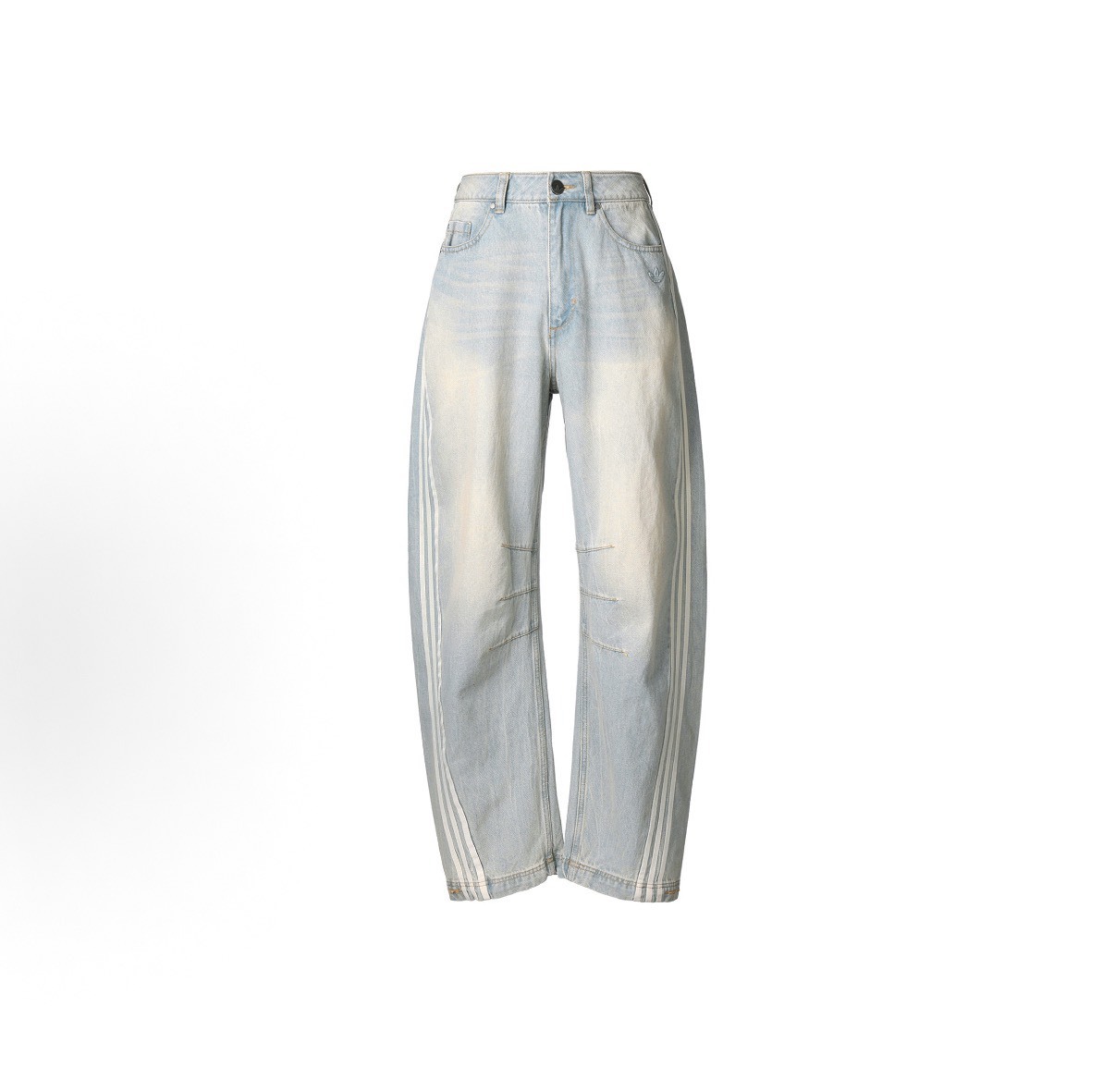 【宋雨琦同款】adidas Originals ADILENIUM 三線條紋牛仔褲 寬鬆顯瘦 淺藍色 JX9212