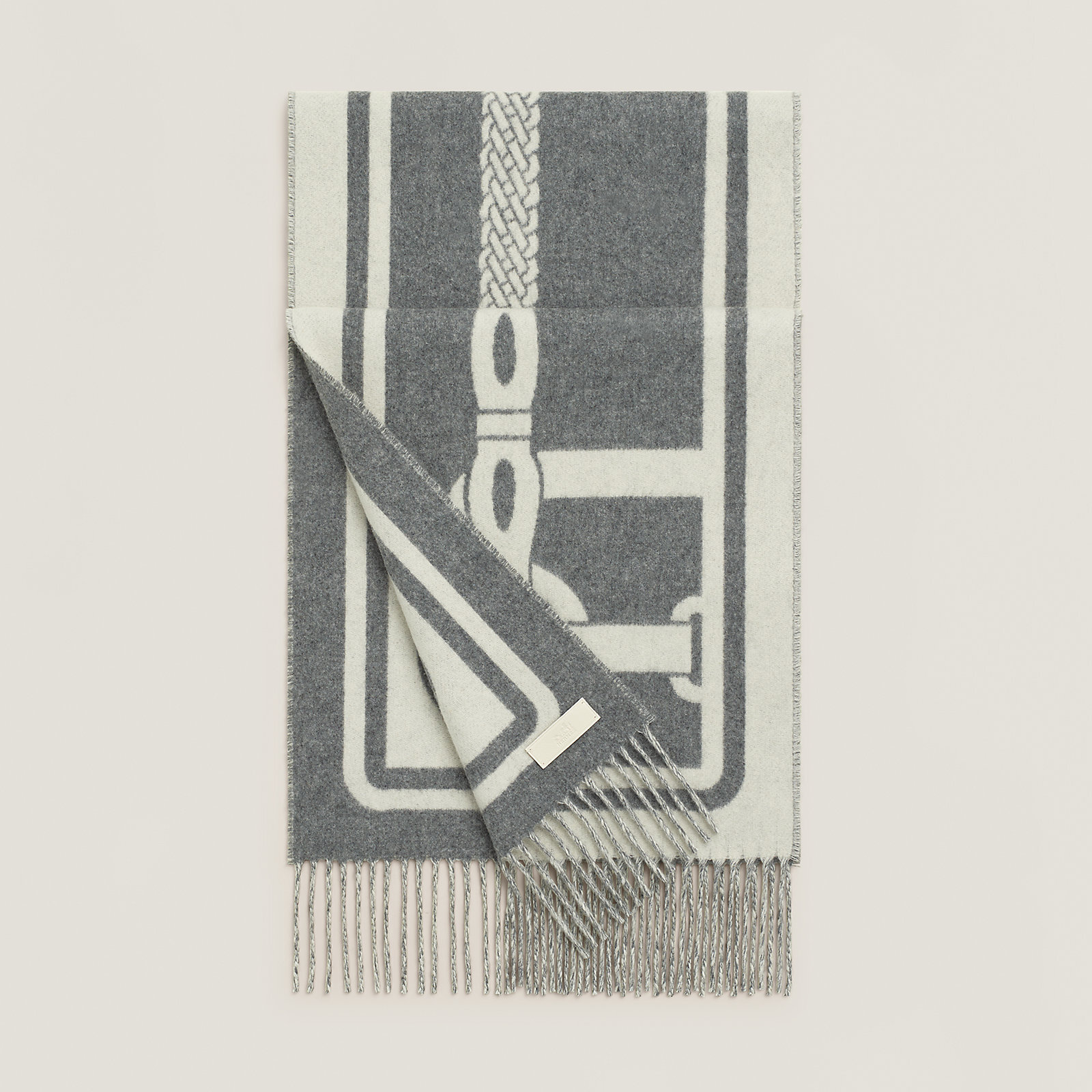 Petite Casaque Coaching scarf Ivoire / Gris Flanelle