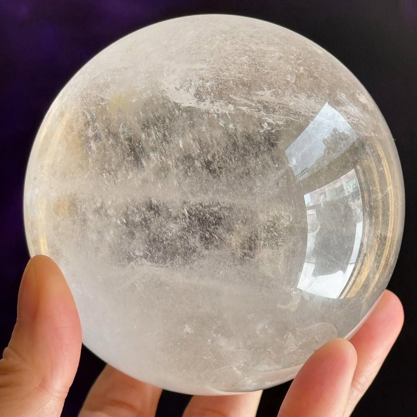 [原石] 白水晶球 7.5公分 帶彩虹光