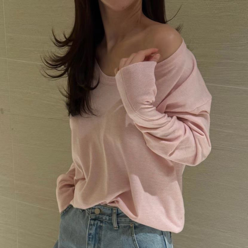慵懶氣息可拉露肩造型柔軟棉質上衣 / 5色