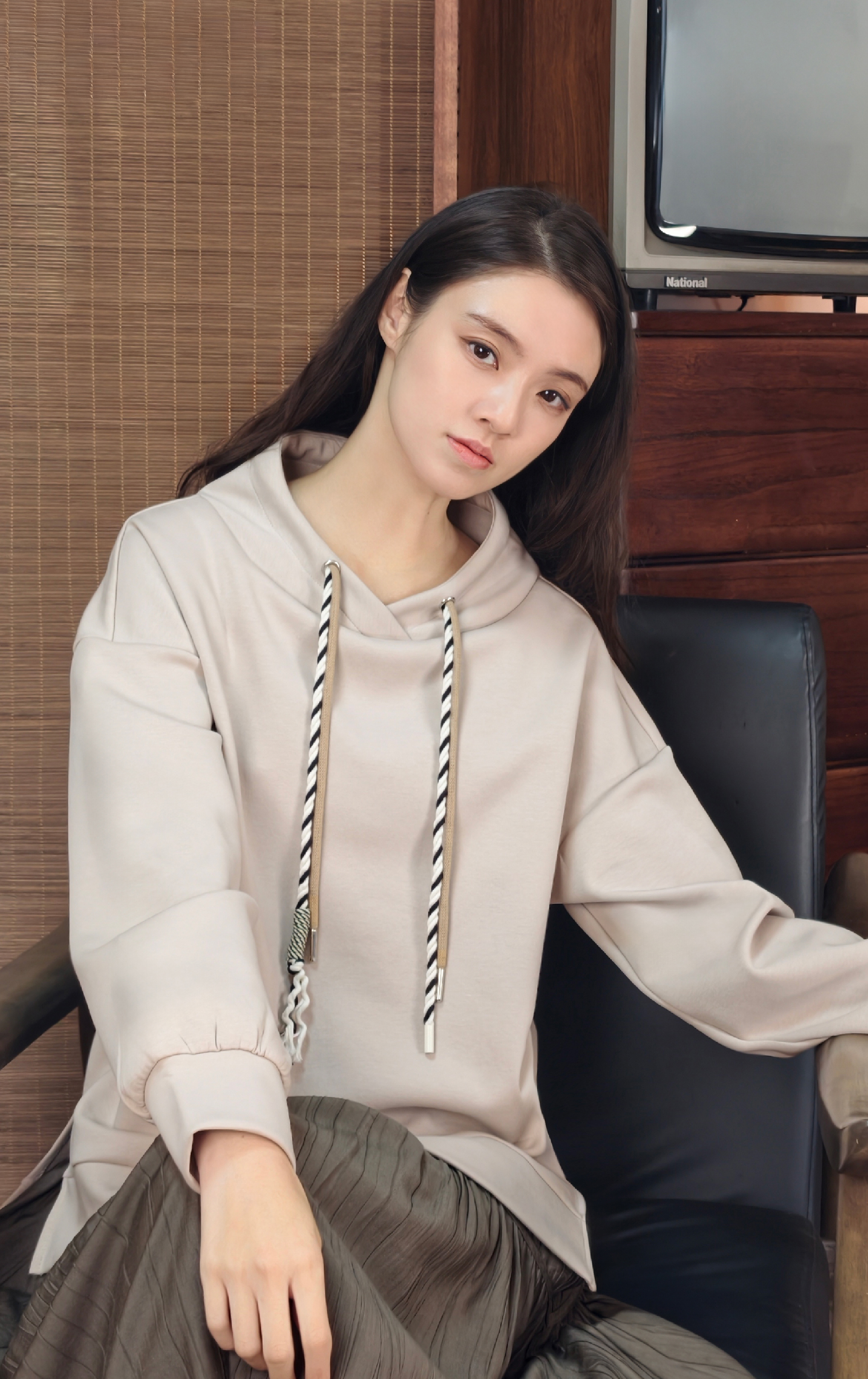 Color-blocked Double Drawstring Sweatshirt LT0342