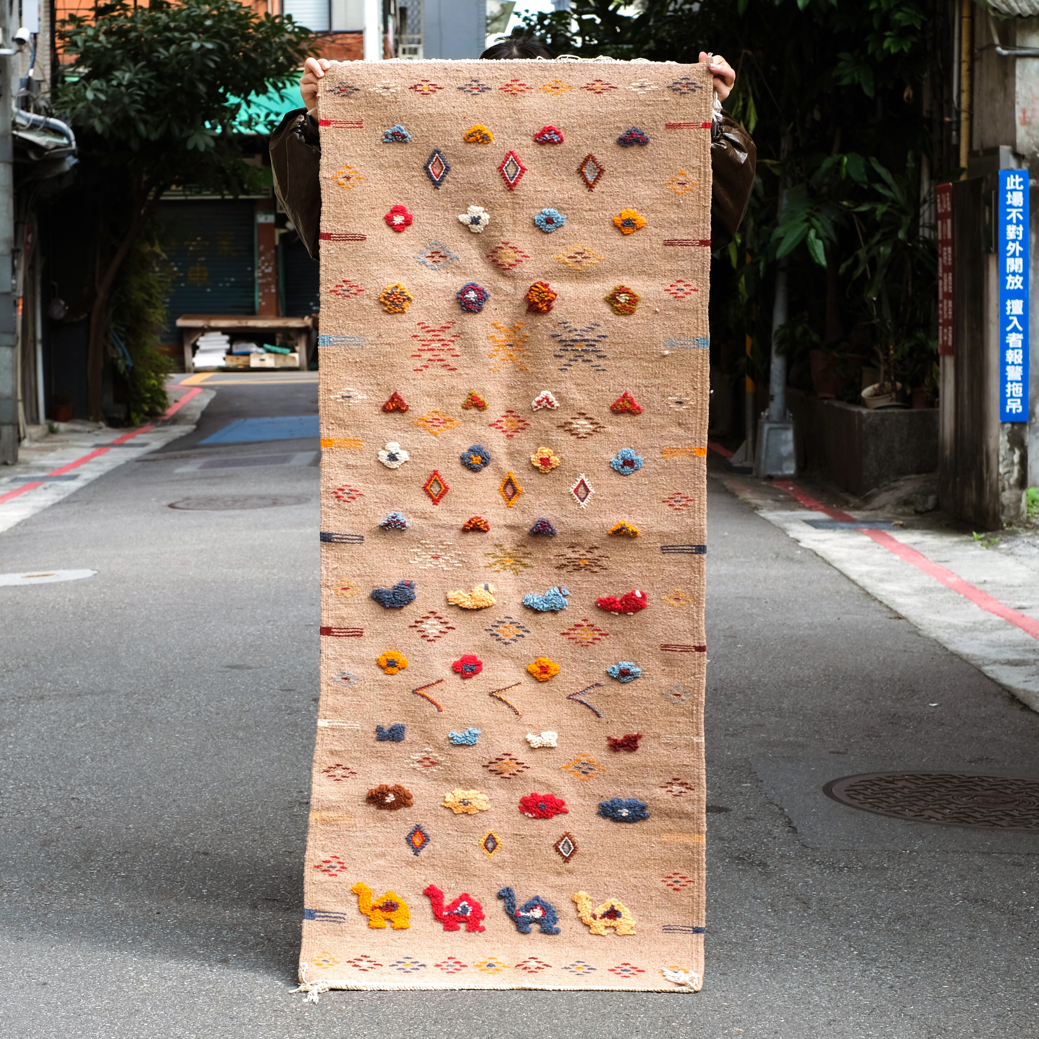 北非傳統手織地毯｜Kilim 彩色駱駝｜摩洛哥