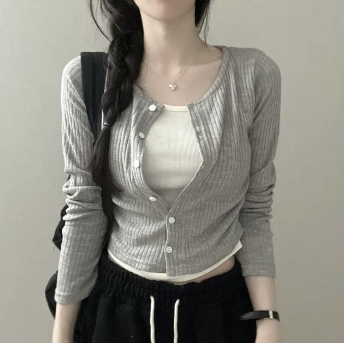 春季新品❤️假兩件 甜美清新長袖上衣