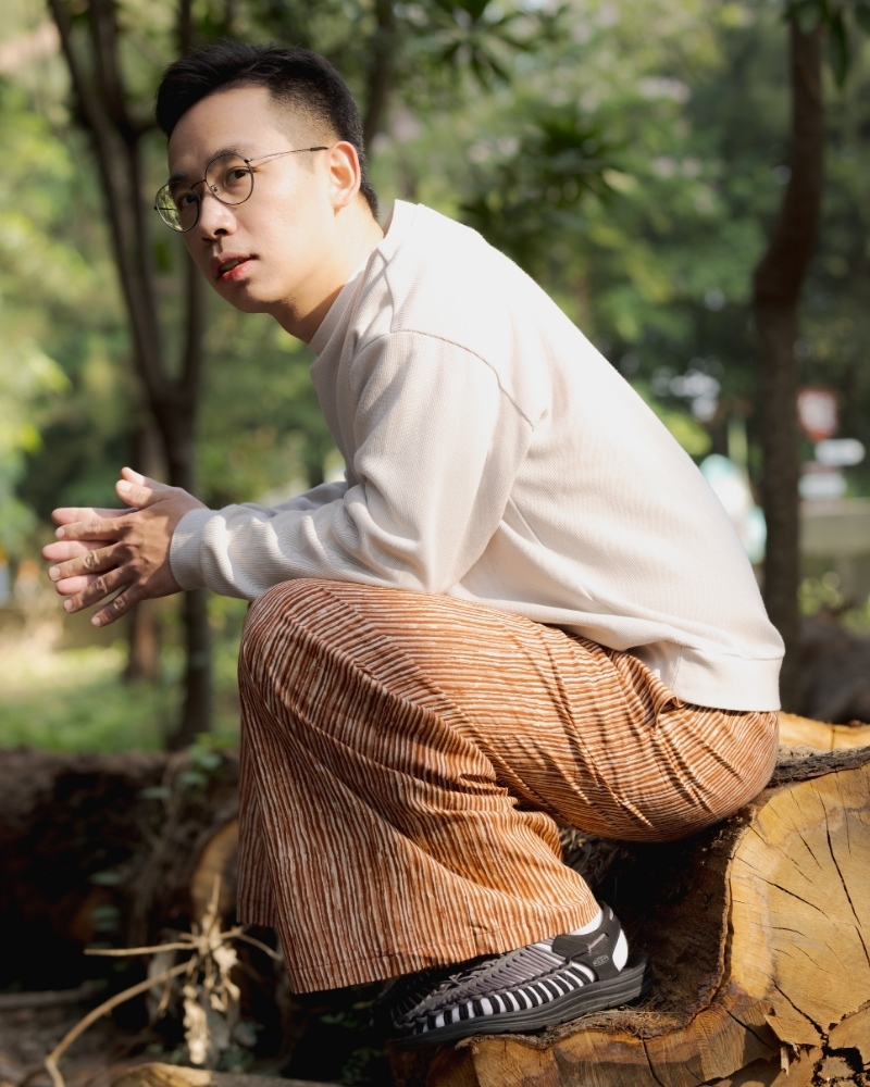 印度蓋染工藝純棉 長褲 - 晚霞紅