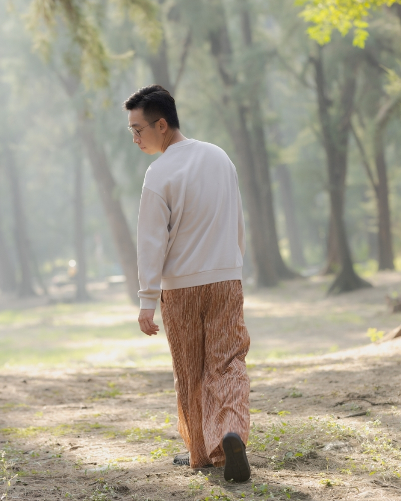 印度蓋染工藝純棉 長褲 - 晚霞紅