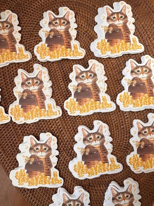 補補貓‧大衛煮愛｜防水貼紙M｜金幣虎斑貓