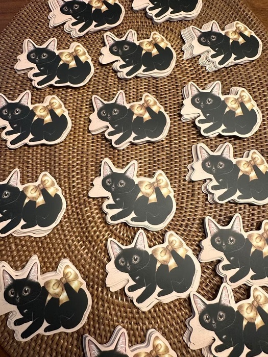 補補貓‧大衛煮愛｜防水貼紙M｜蝴蝶結黑貓