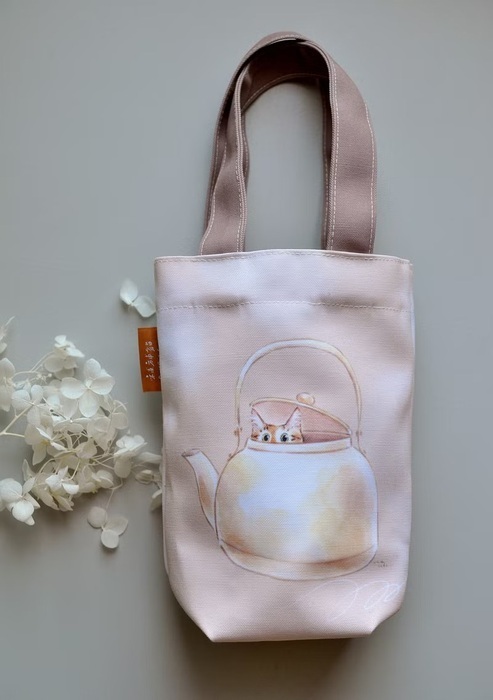 補補貓‧大衛煮愛｜防潑水飲料提袋｜茶壺躲貓貓