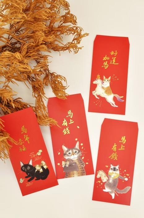 補補貓‧大衛煮愛｜馬年紅包袋｜4入