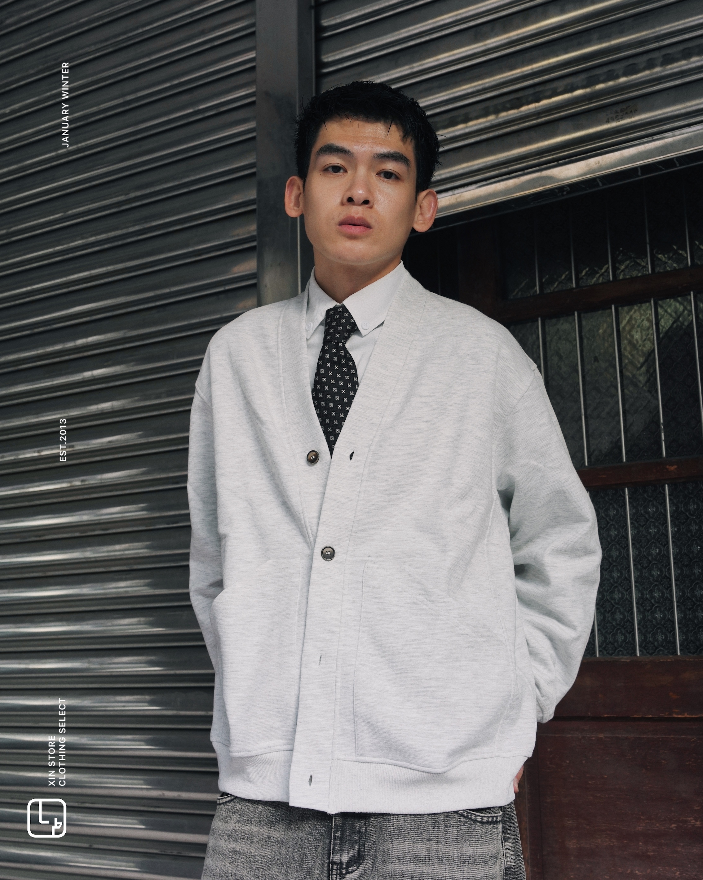 XIN SELECT 日系 開襟衫 寬鬆 大口袋 長袖 外套 兩色