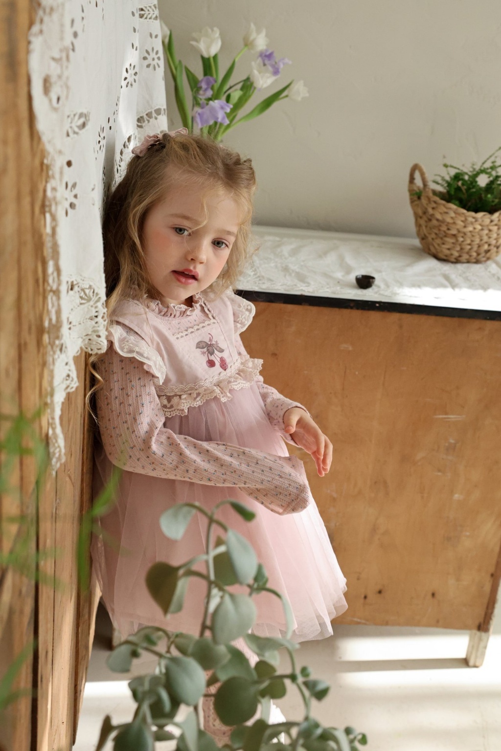 正韓春FLO 兩色櫻桃紗裙洋裝