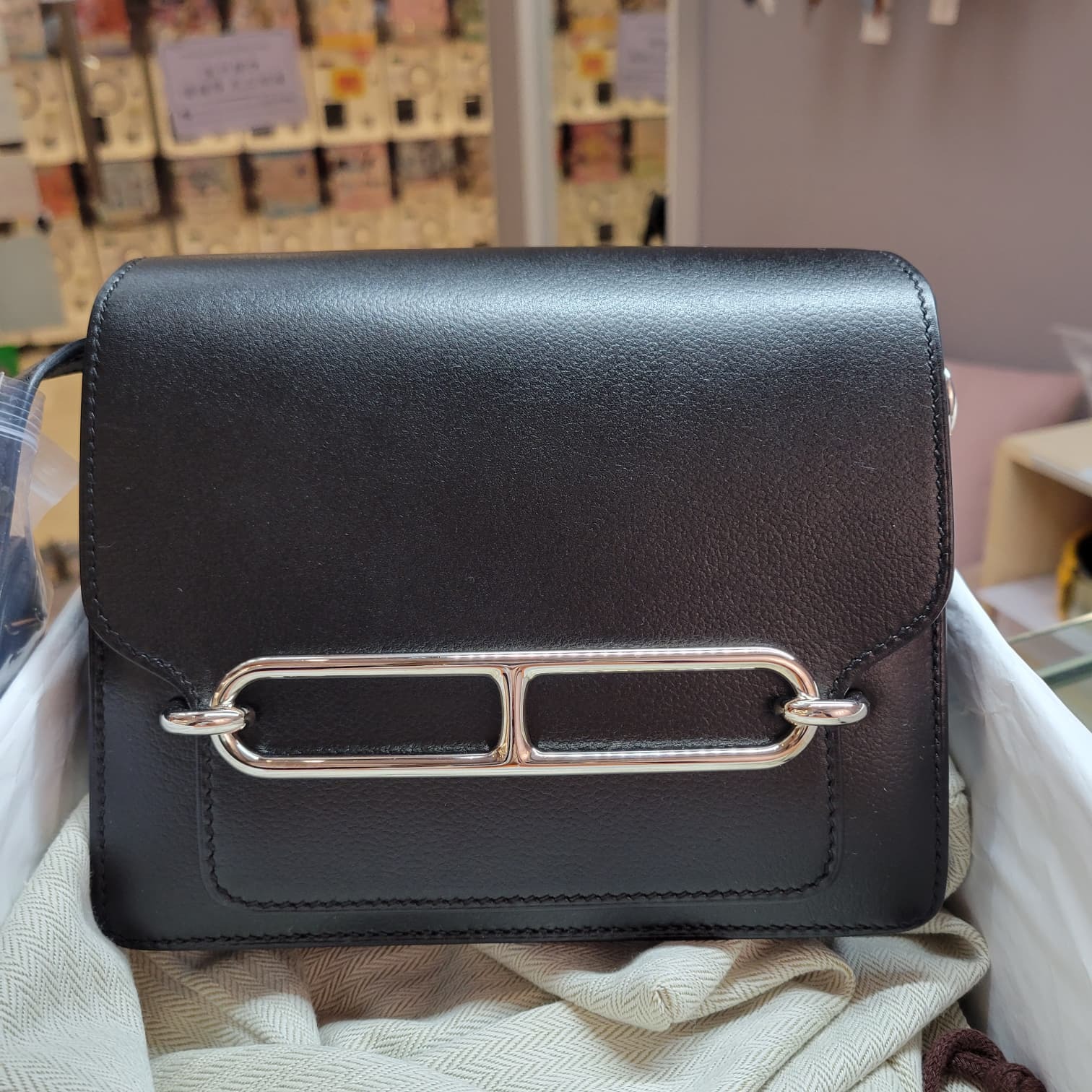 90%NEW HERMES MINI ROULIS NOIR CK 黑色銀扣
