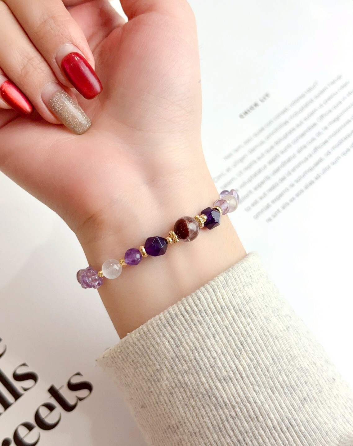 原礦系列|紫幽靈/紫水晶/白月光/白水晶手鍊