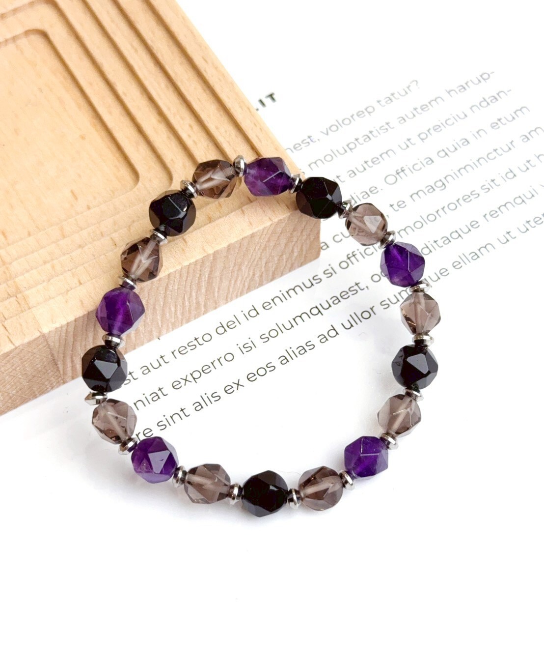 黑曜石/紫水晶/茶晶水晶手鍊