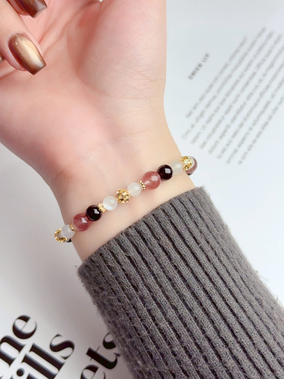 石榴石/白月光/草莓水晶手鍊