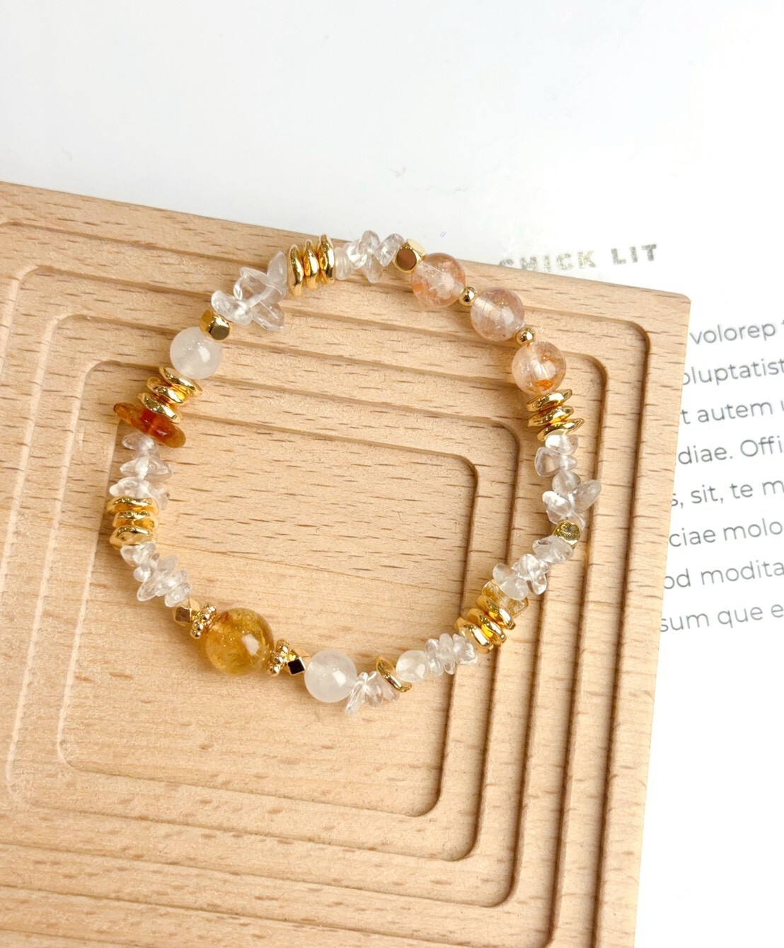 原礦系列|黃塔晶/紅膠花/白水晶手鍊