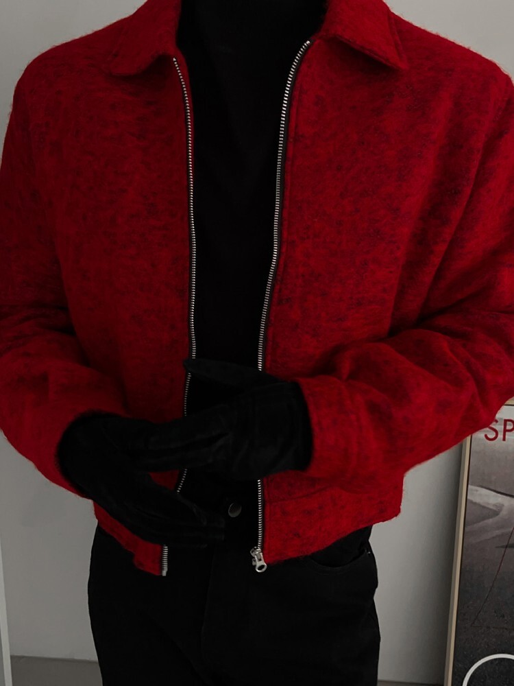 馬海毛混紡哈靈頓夾克