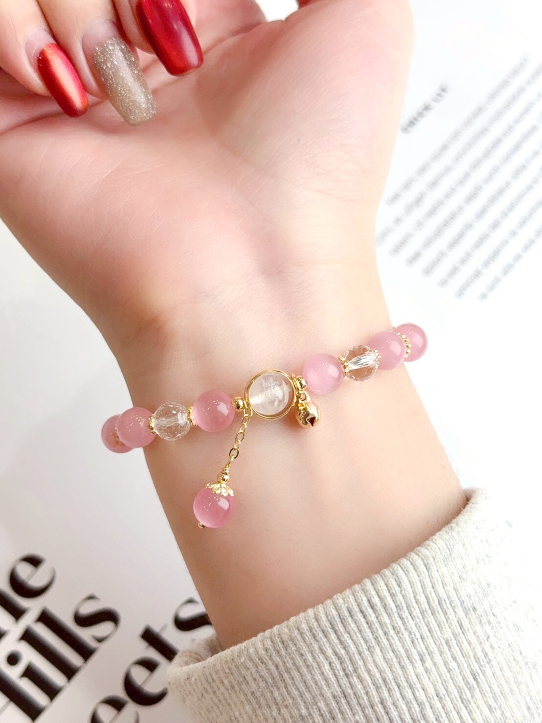 粉貓眼石手鍊