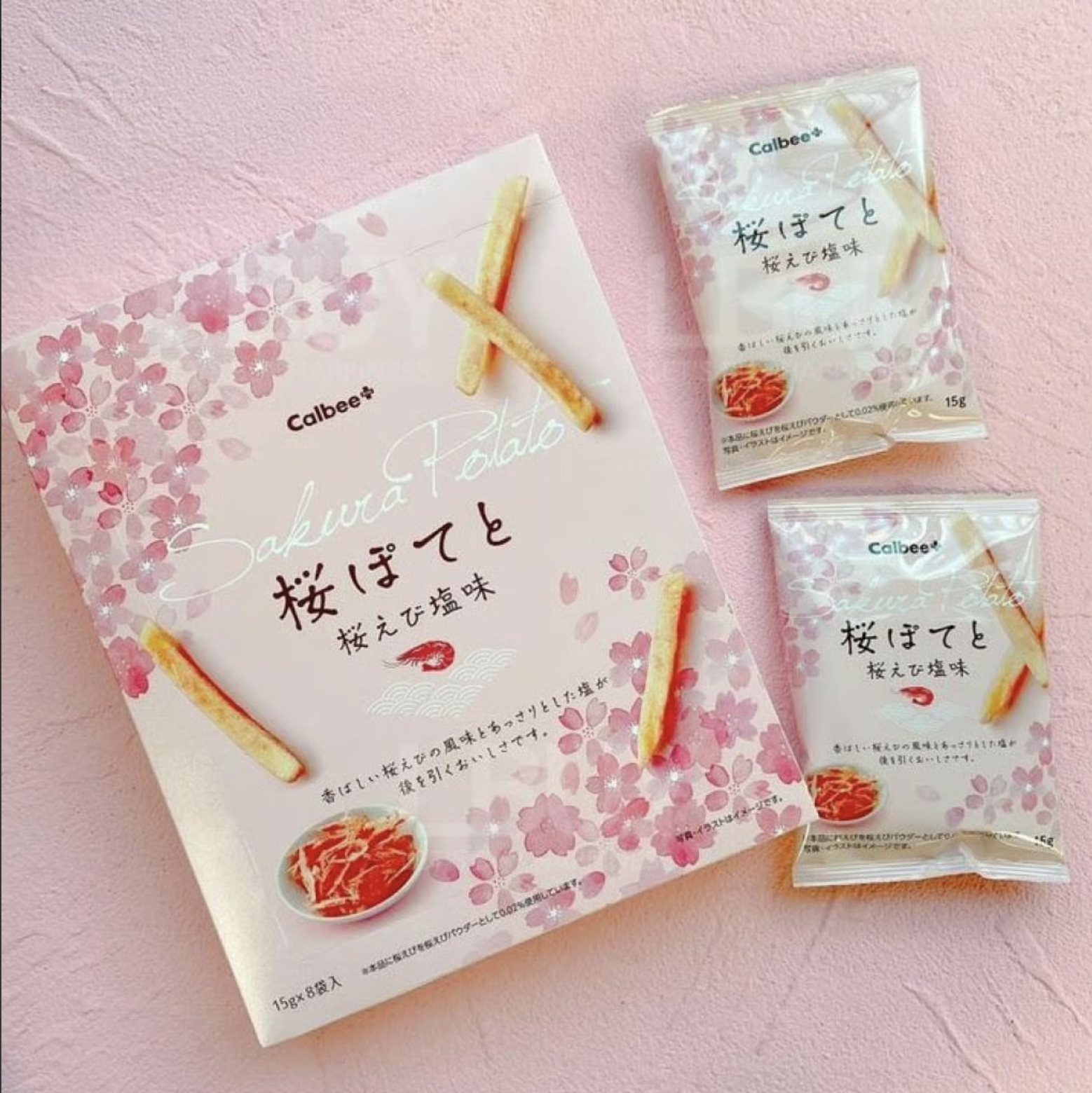 【直播】LX013041 Calbee春季限定櫻花蝦鹽味薯條 15g×8袋