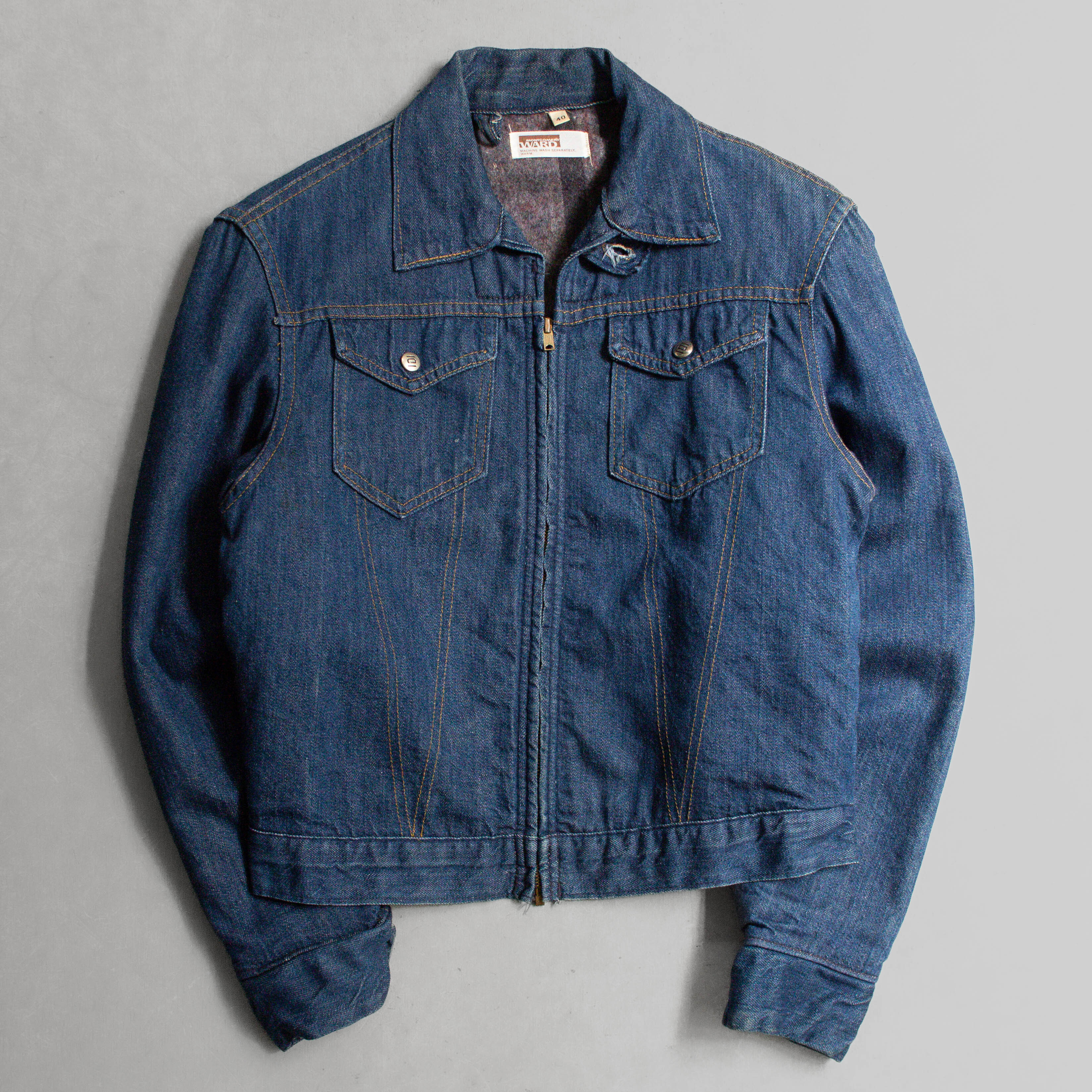70S MONTGOMERY BLANKET DENIM JACKET 美國製 毛毯 丹寧 外套 40