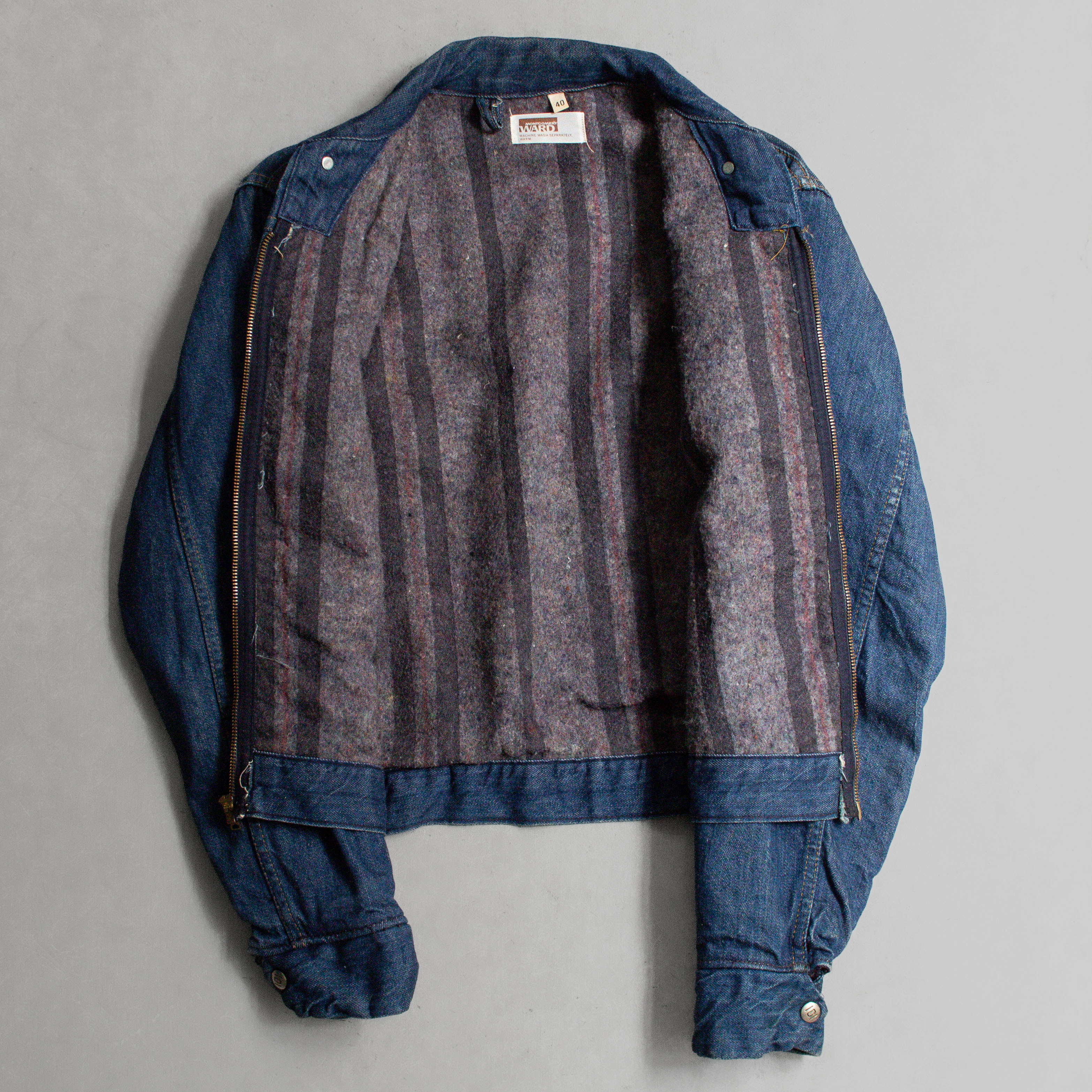 70S MONTGOMERY BLANKET DENIM JACKET 美國製 毛毯 丹寧 外套 40