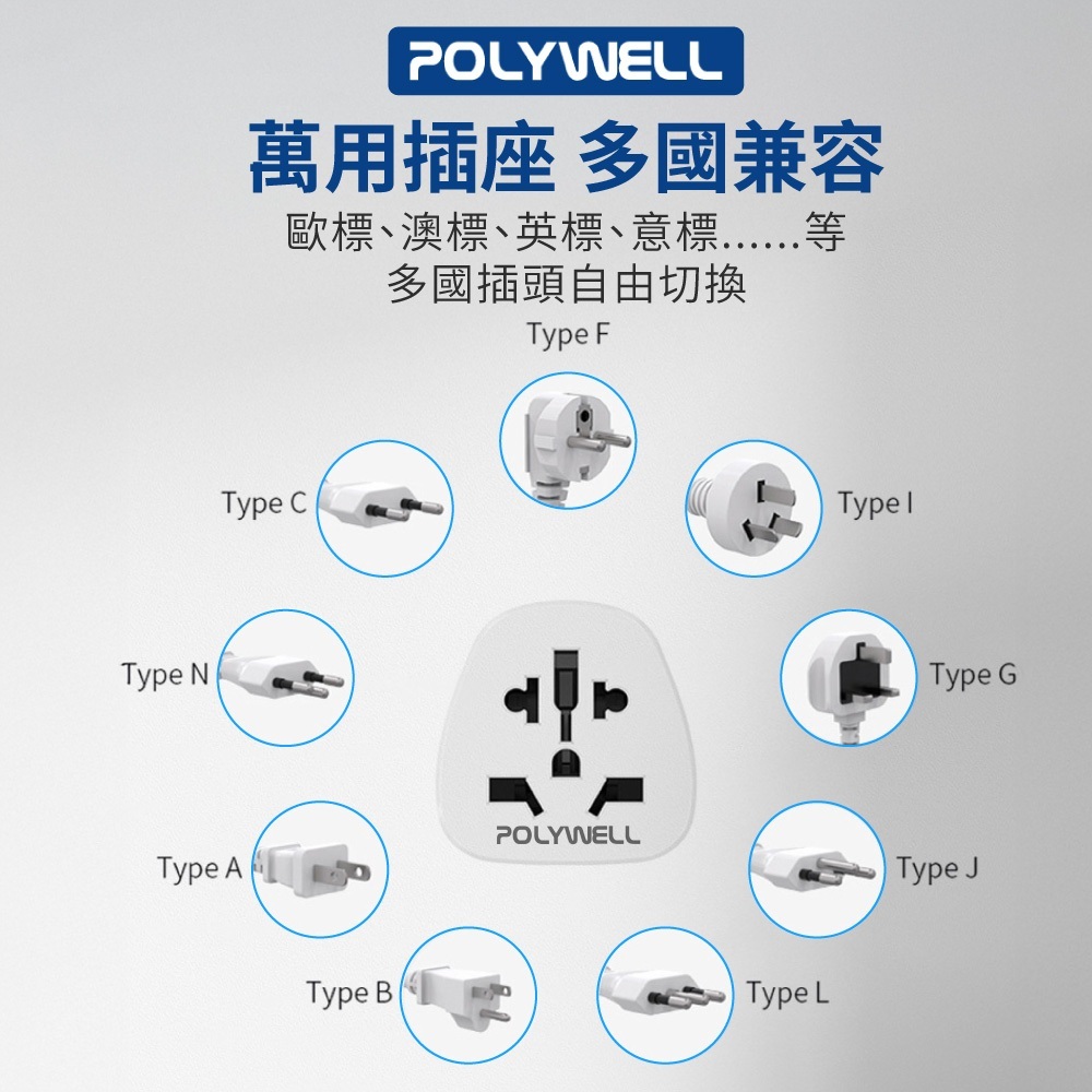 POLYWELL寶利威爾 多國轉接插頭【DZ0249】