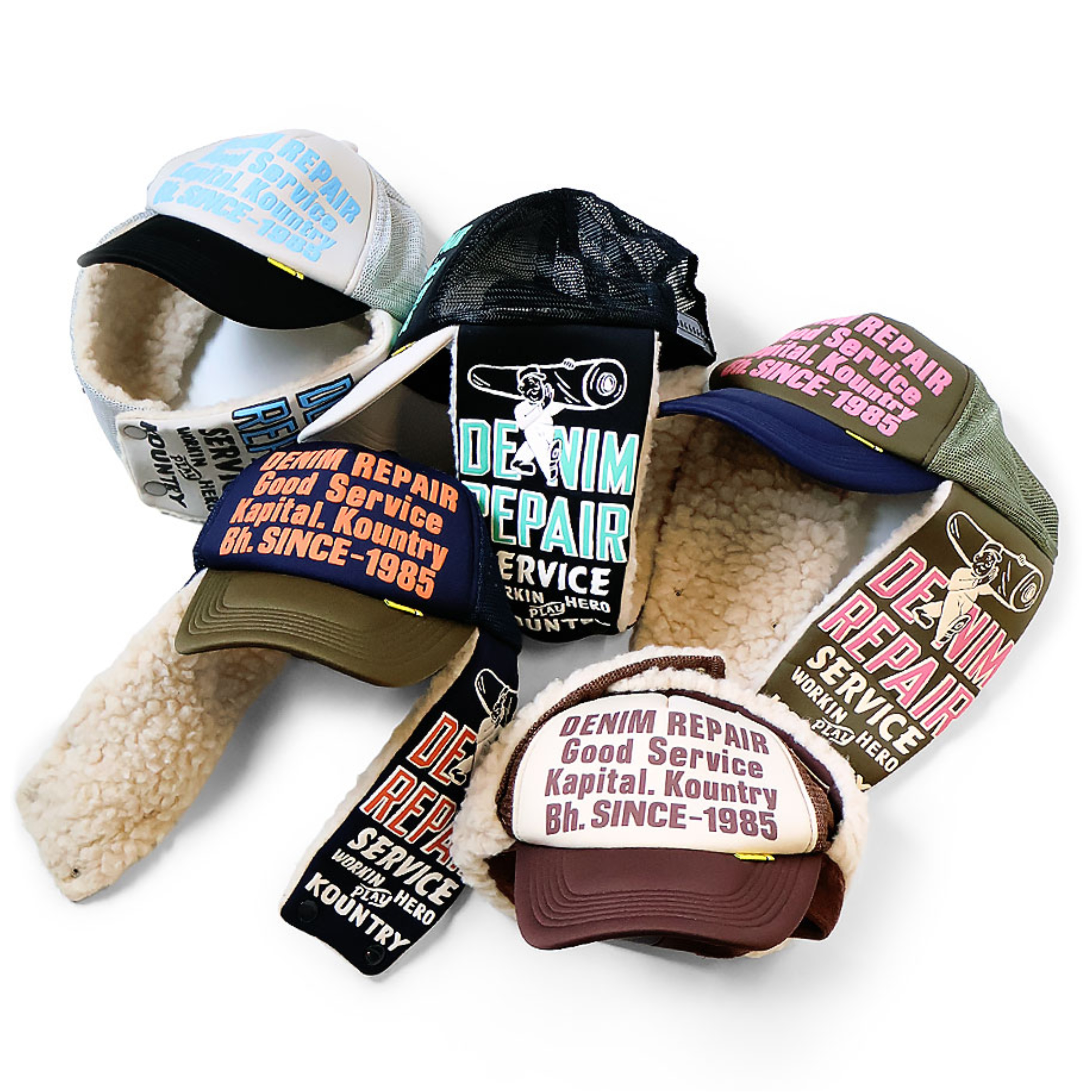 2025AW KAPITAL DENIM REPAIR SERVICE Lumber Truck CAP 熱門款 保暖 帽子 遮耳帽 現貨 K2510XH531