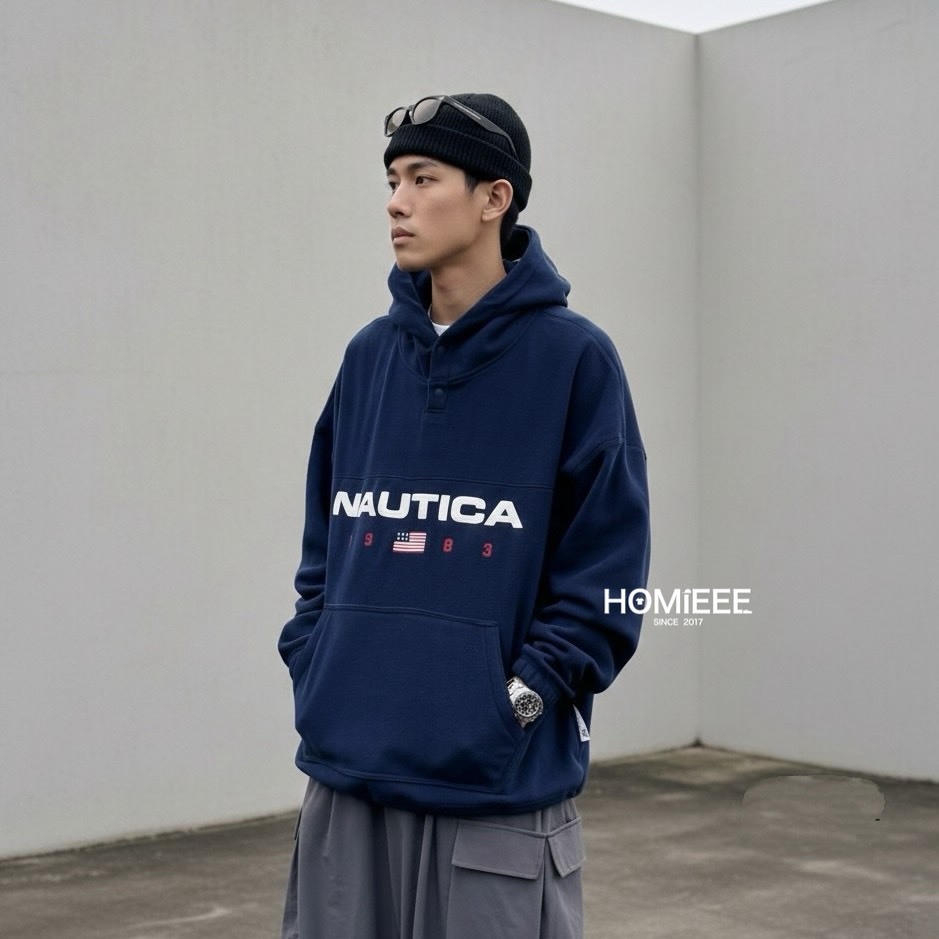 Nautica 83 Flag Hoodie 帽T 國旗 刷毛 深藍 灰色 [NFL2043]