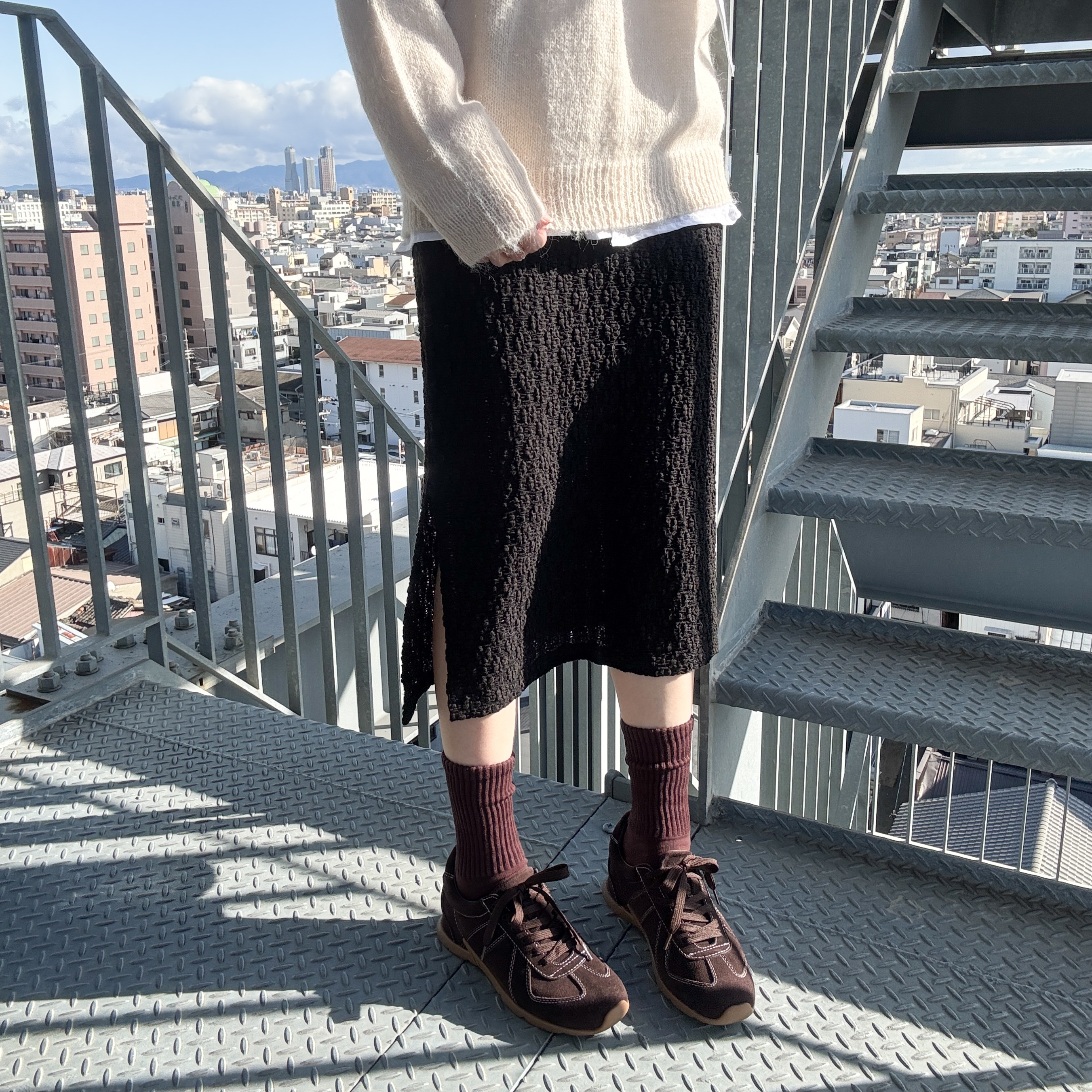 立體花皺布直身裙