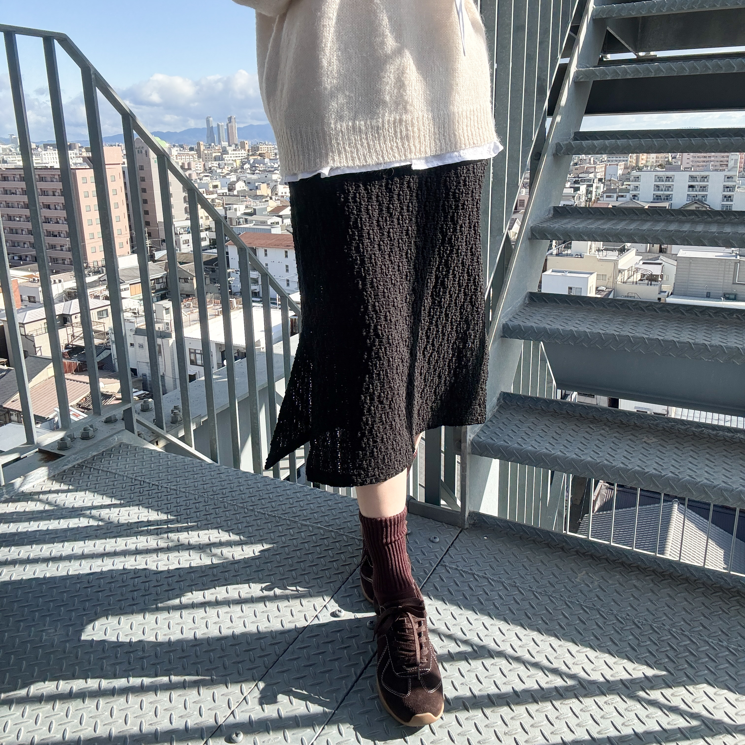 立體花皺布直身裙