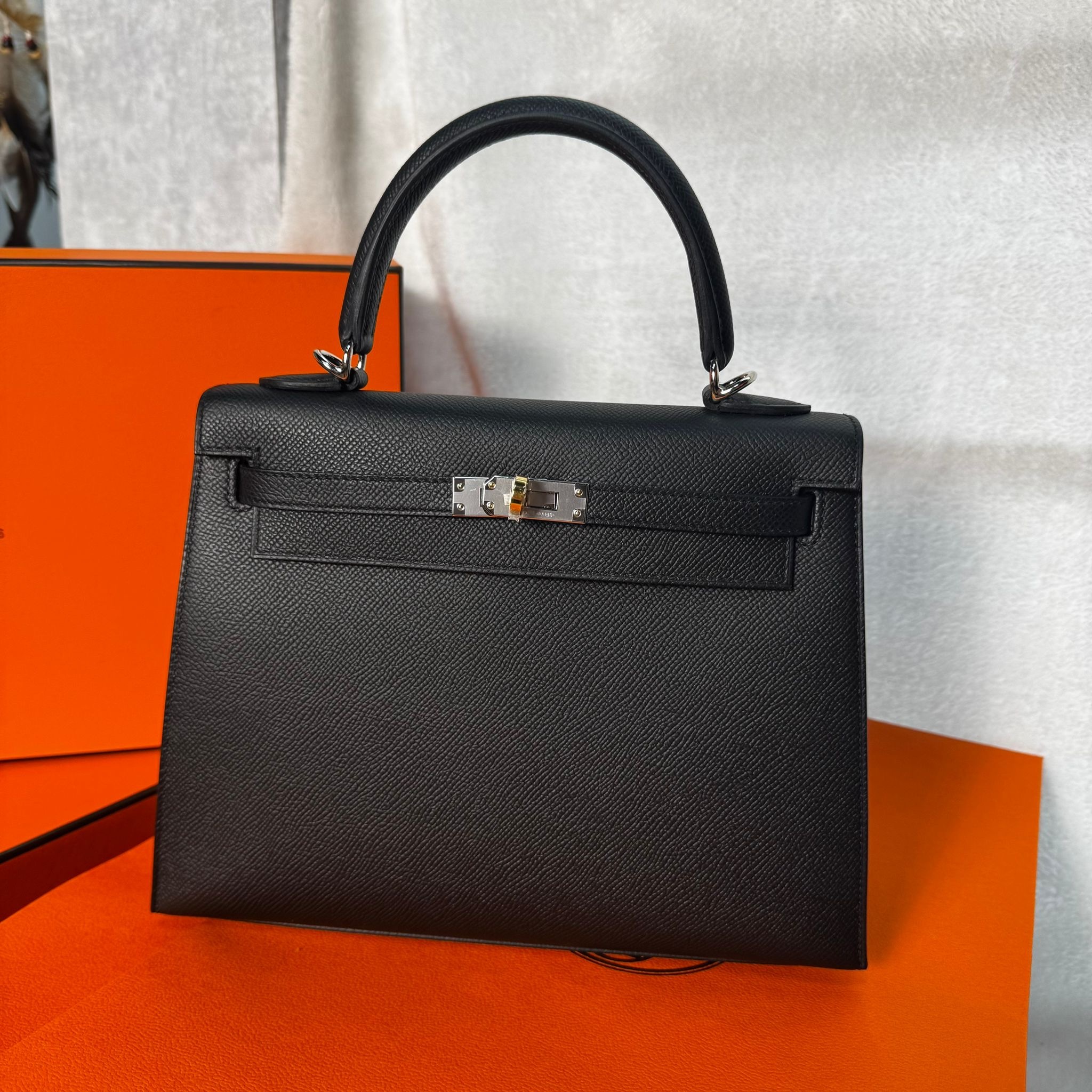 Kelly 25 89 noir 鴛鴦扣 epsom K