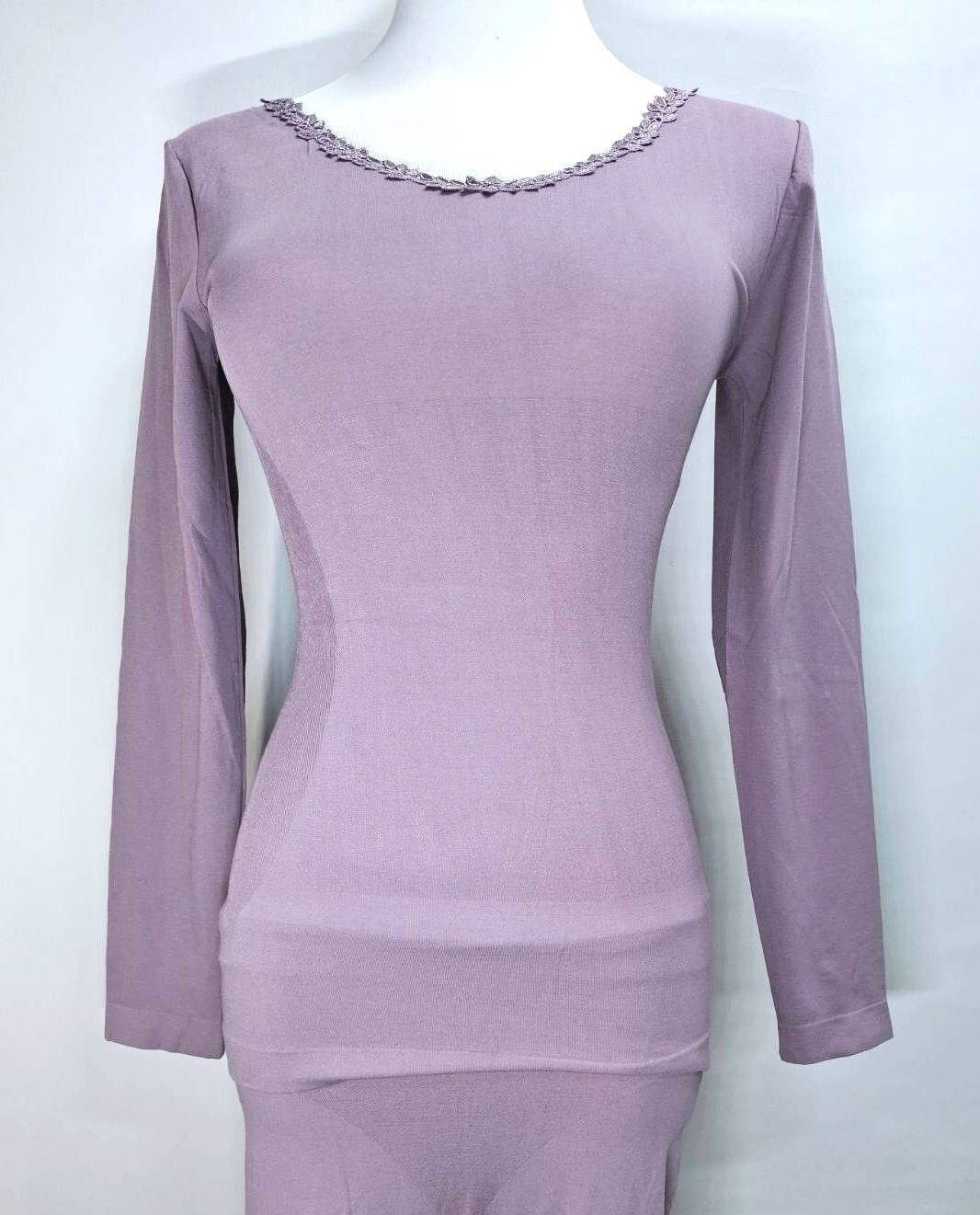 法式優雅刺繡蕾絲圓領保暖衣(上衣+褲) (第二套7.9折)