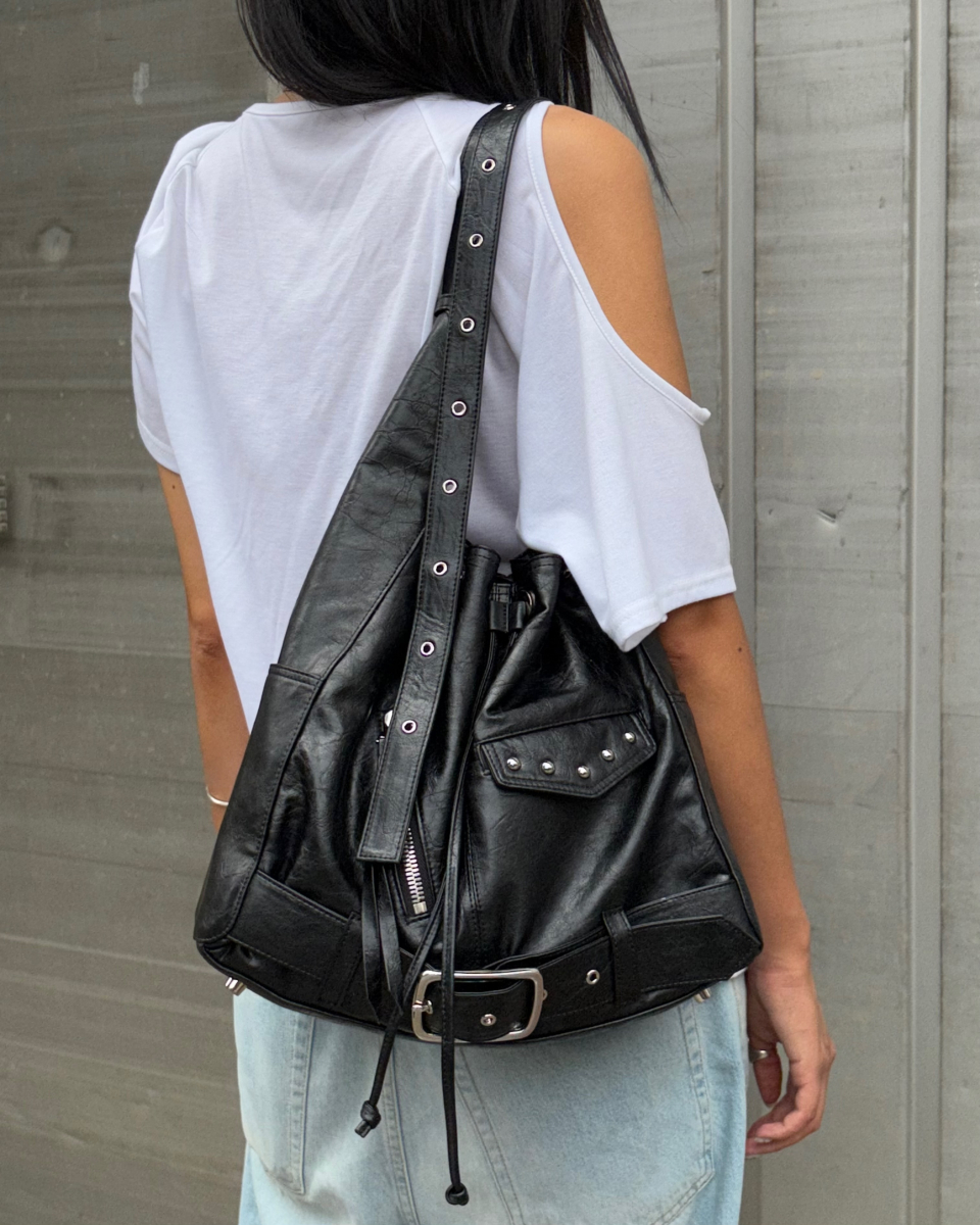 DEINET STUD BELTED BUCKET BAG