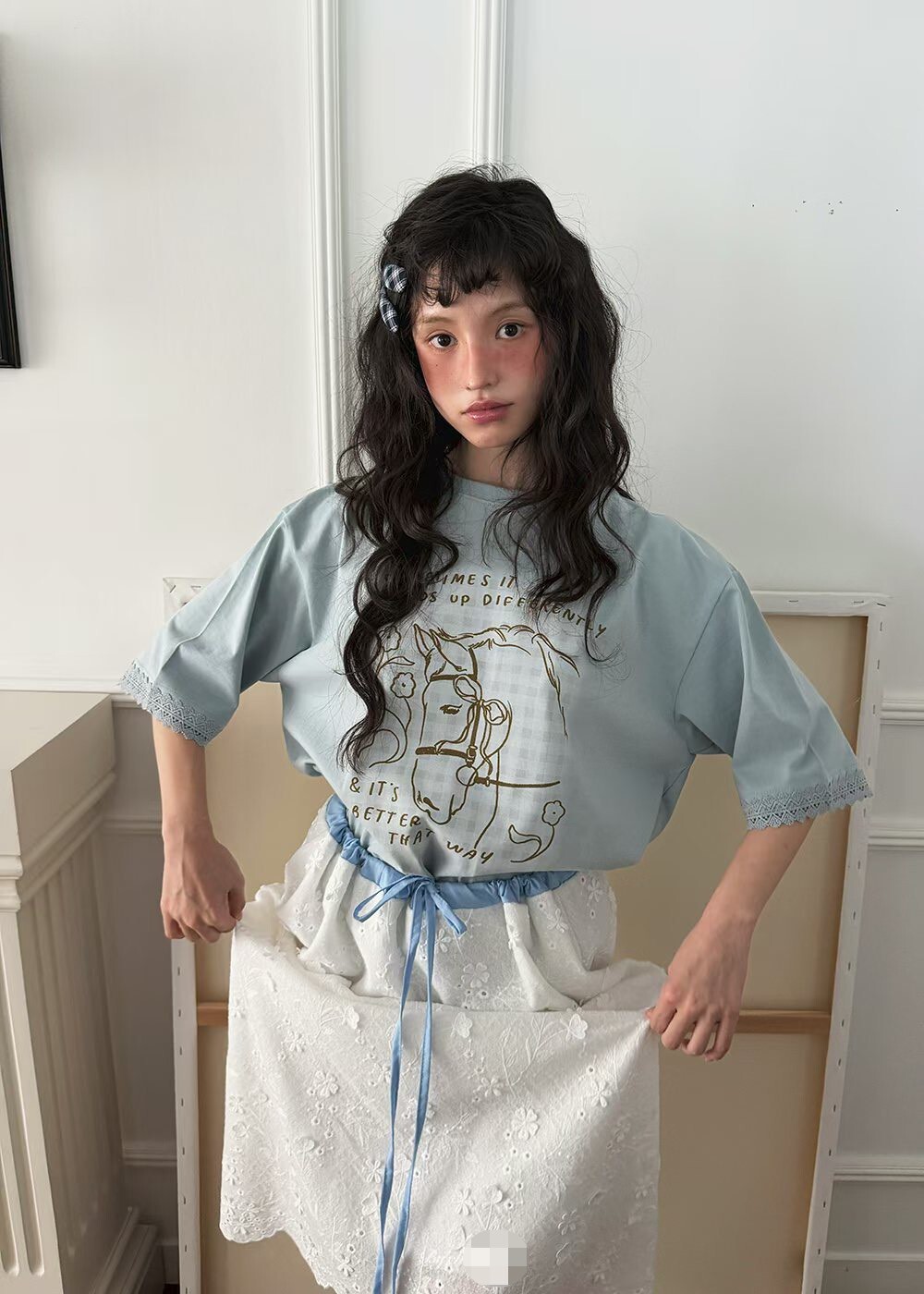 格子馬兒短袖T