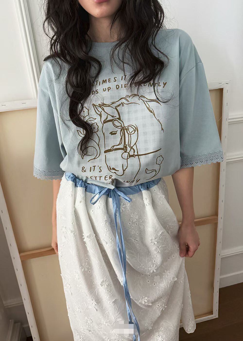 格子馬兒短袖T