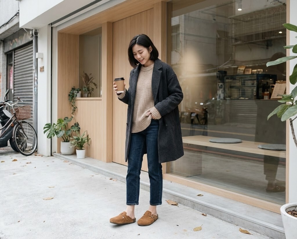 那 Sanly Joy 的 記憶沙發勃肯鞋，真的會讓你一踩就懂。  選用高規格牛皮製作鞋面，觸感細緻、耐看又耐穿，穿久反而更貼腳。裡面搭配豚皮氣墊鞋墊，走路時有支撐、有回彈，久站、久走都不會覺得腳在硬撐。 寬楦頭設計對寬腳、厚腳特別友善。