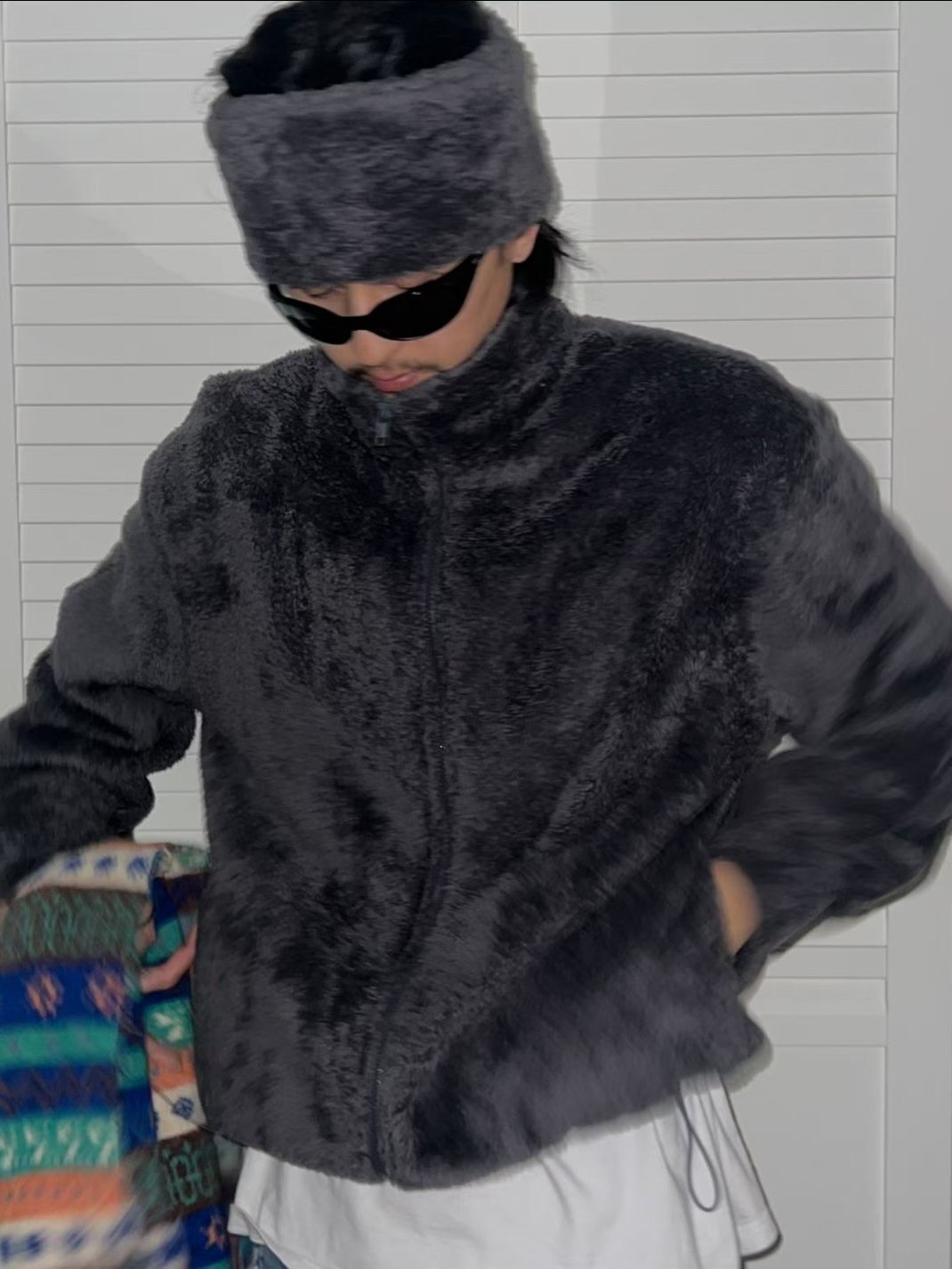 企領拉鍊毛毛褸 JK2776