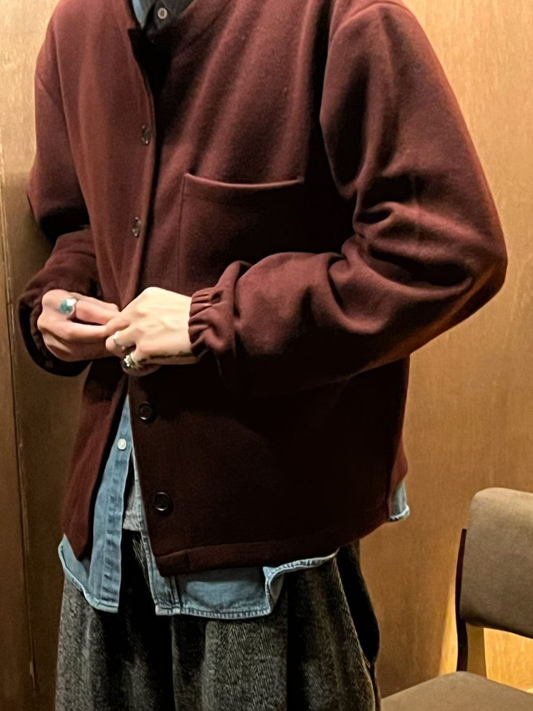 淨色圓領開胸外套 JK2775