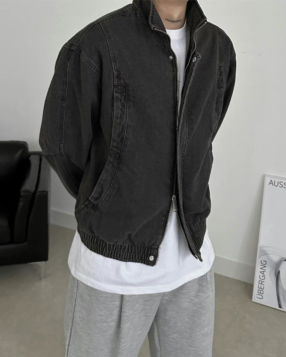 洗水拉鍊牛仔褸 JK2777