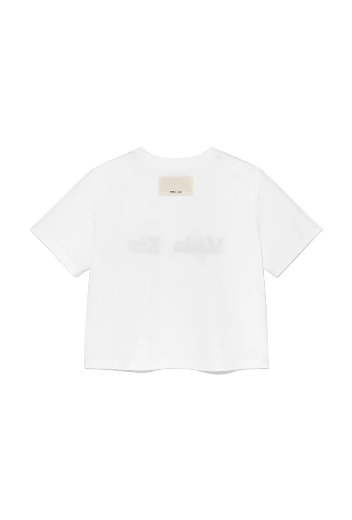 ［Matin Kim] 抽鬚造型LOGO短版上衣 白色