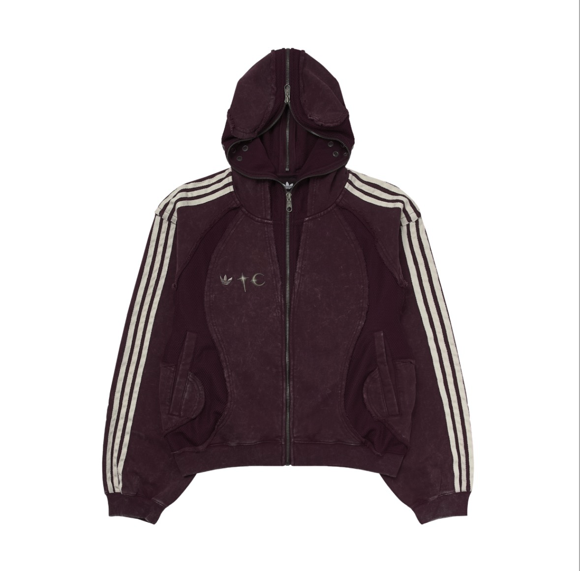 [Adidas x Thug Club] Teamgeist 運動連帽拉鍊衫，酒紅色 - KR 尺寸