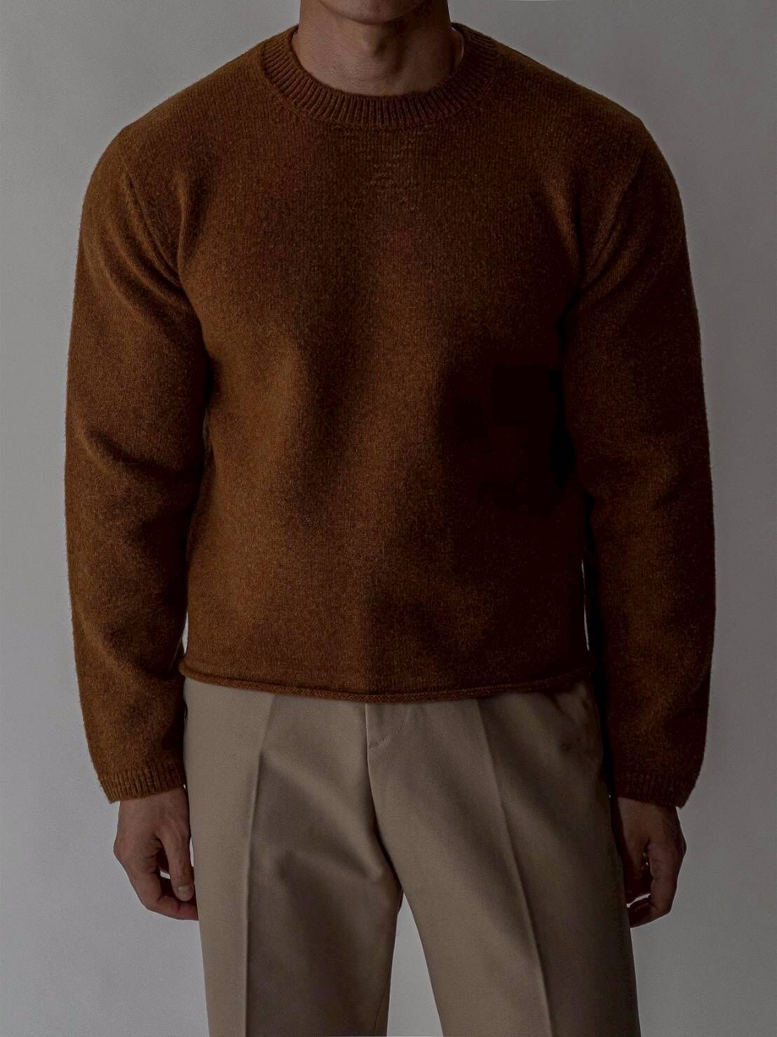 羊毛混紡短款針織衫