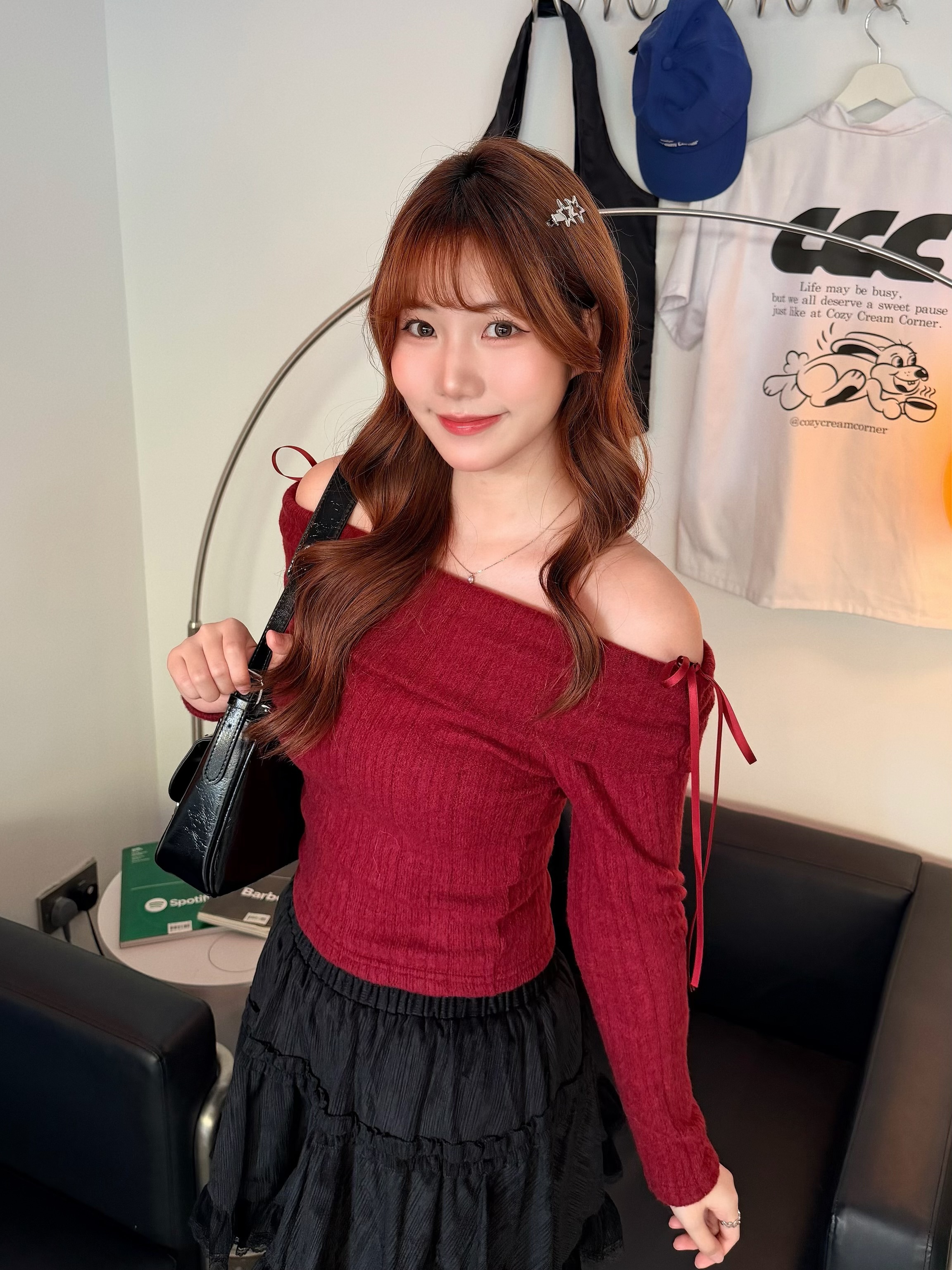 （停產）T1185 | 糖果色系約會蝴蝶結一字膊上衣🍬₊˚⊹