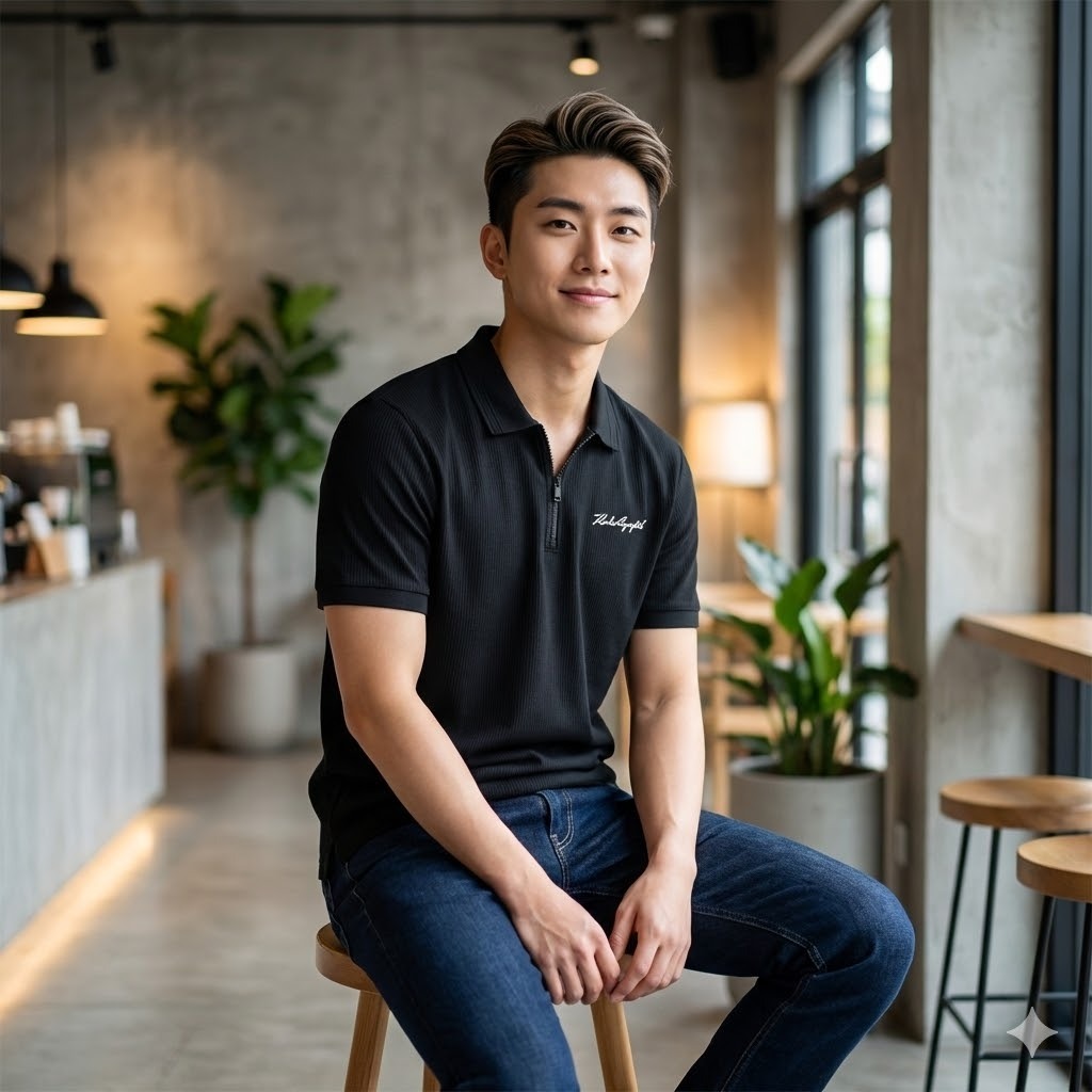 【預購】KARL LAGERFELD PARIS H013061 男裝拉鍊式Polo衫